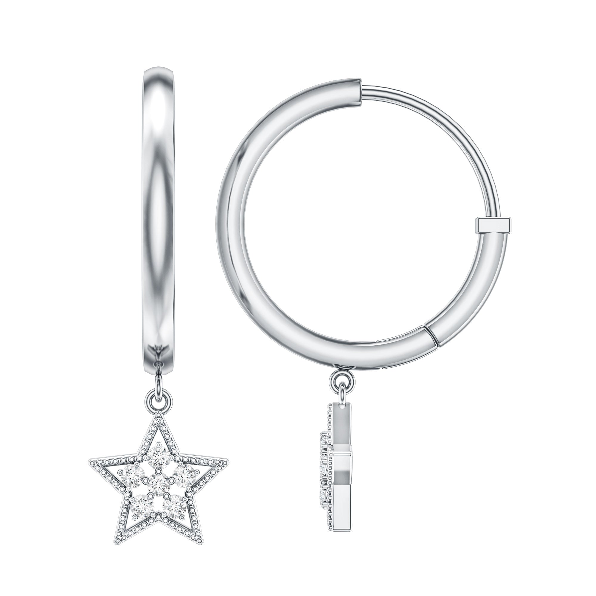 Diamond Star Drop Hoop Earrings | Earrings | Wiccan Center