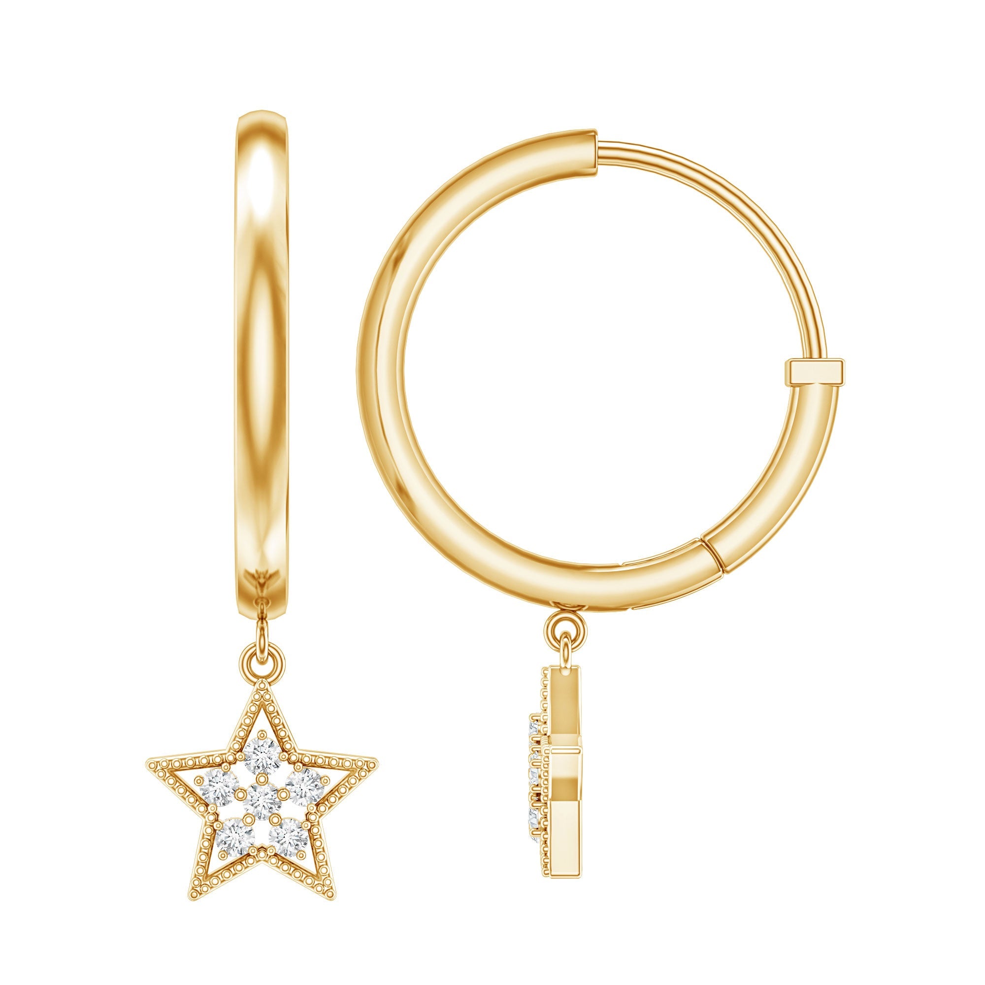Diamond Star Drop Hoop Earrings | Earrings | Wiccan Center