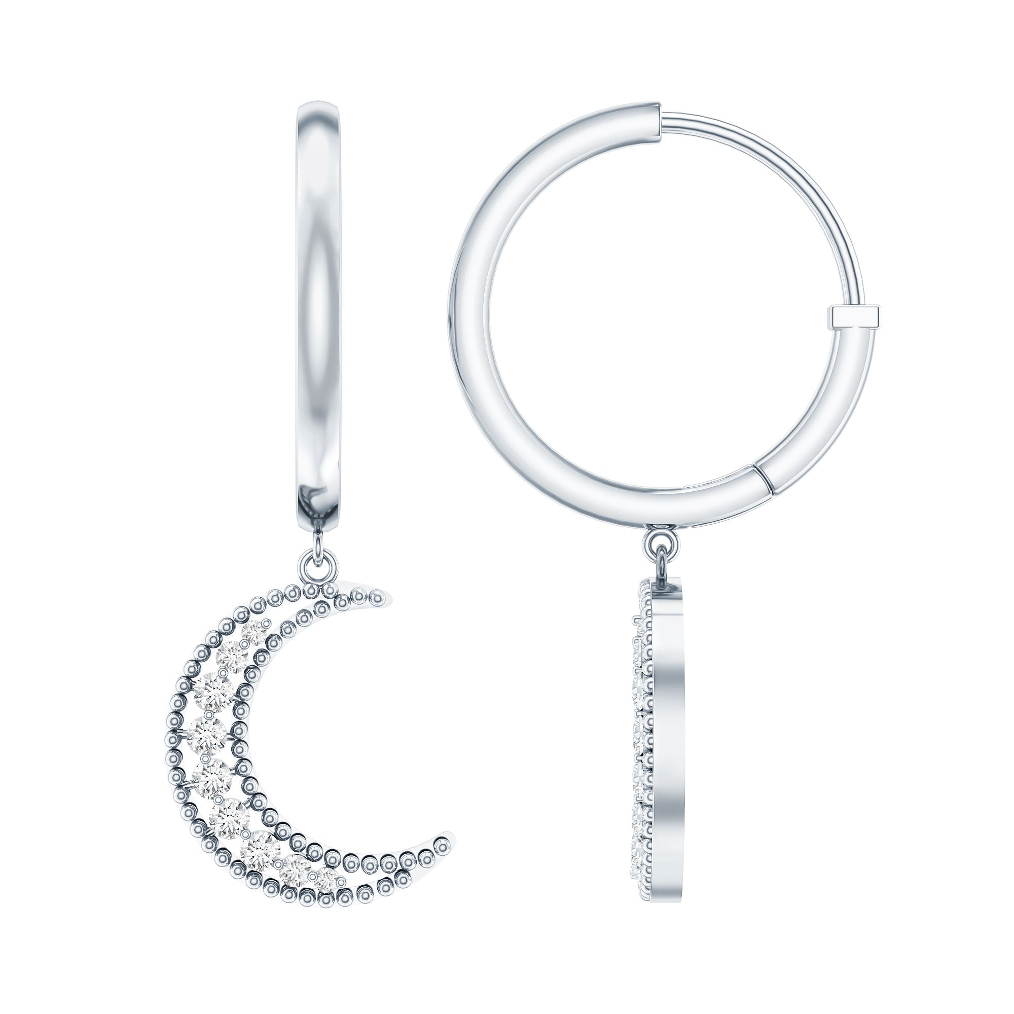 Certified Diamond Moon Drop Hoop Earrings | Earrings | Wiccan Center