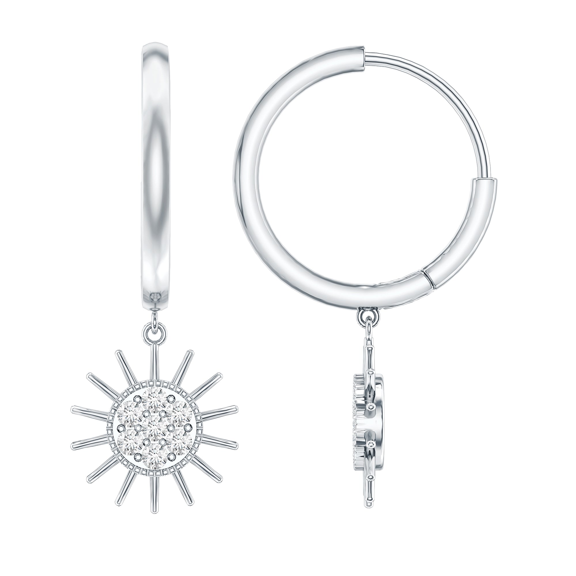 Certified Diamond Sunburst Hoop Earrings | Earrings | Wiccan Center