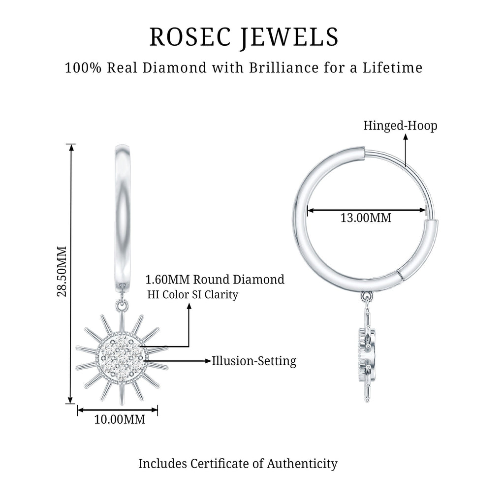 Certified Diamond Sunburst Hoop Earrings