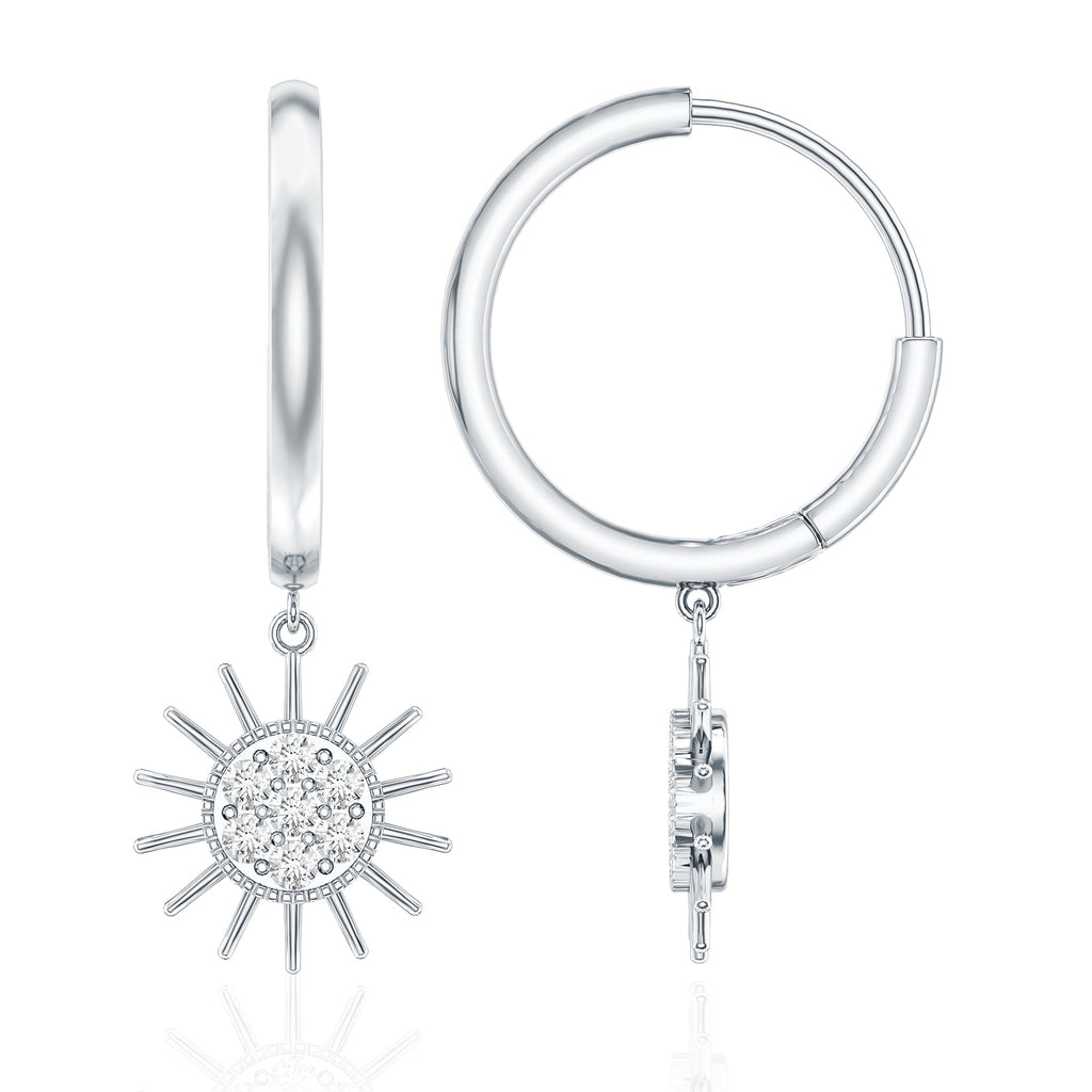 Certified Diamond Sunburst Hoop Earrings