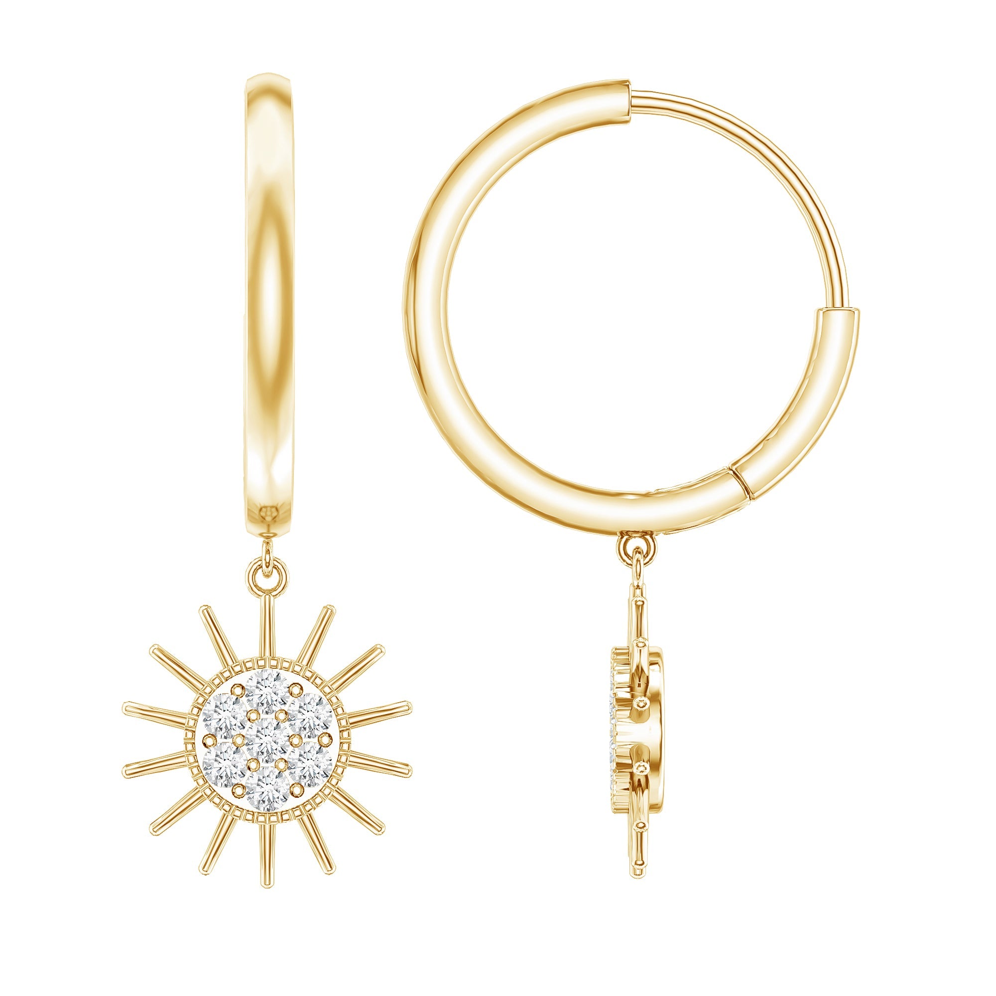 Certified Diamond Sunburst Hoop Earrings | Earrings | Wiccan Center