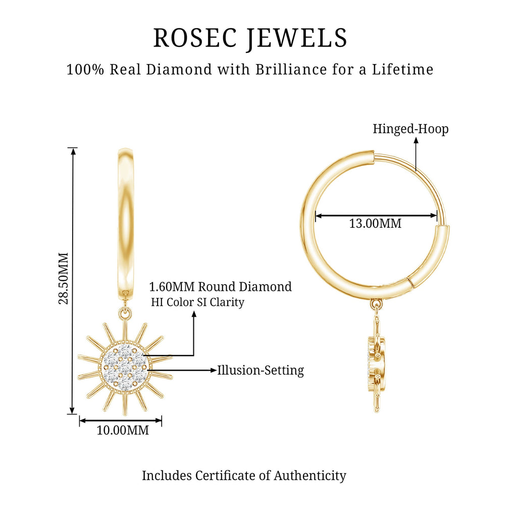 Certified Diamond Sunburst Hoop Earrings
