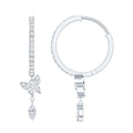 Natural Diamond Butterfly Hoop Earrings for Women