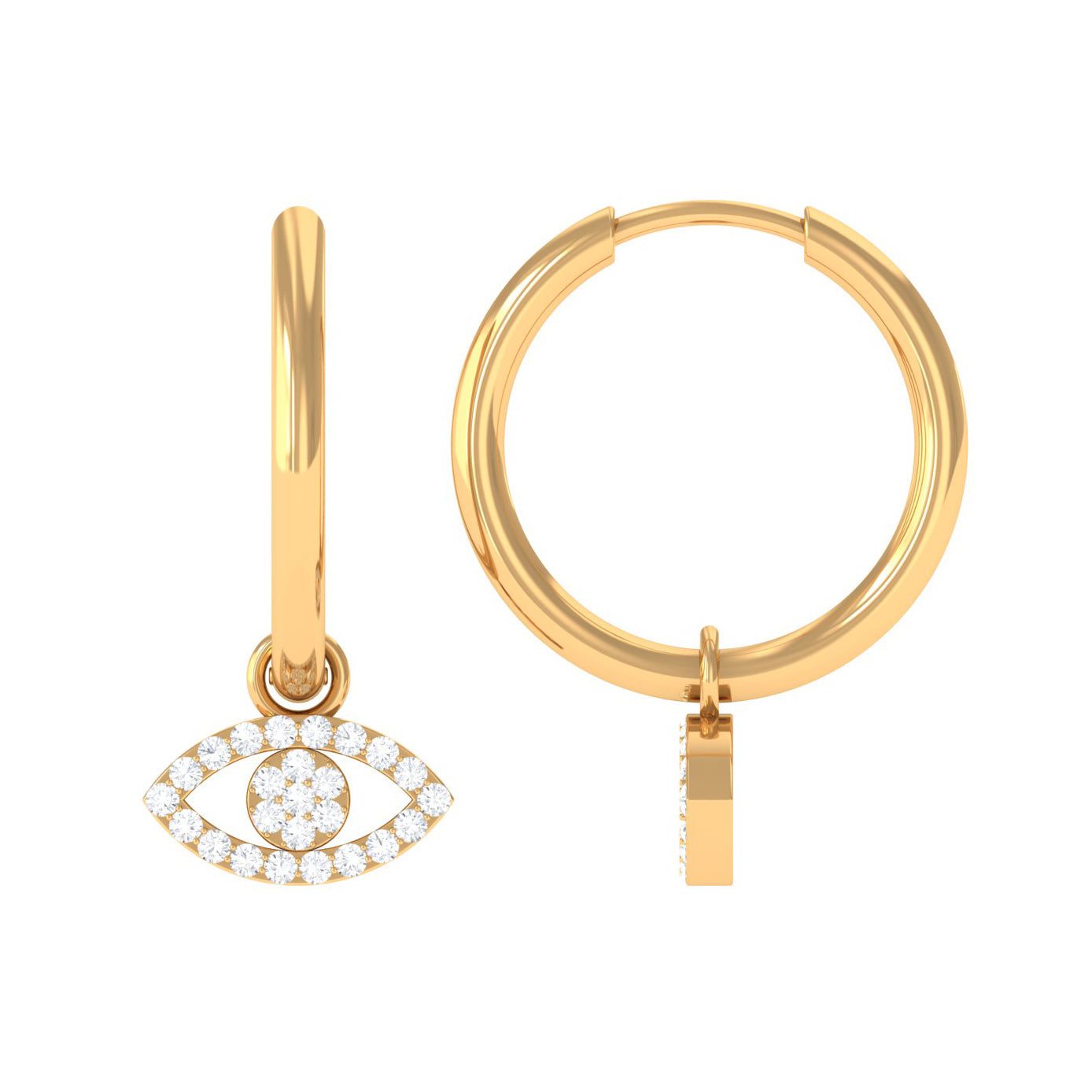 Natural Diamond Evil Eye Drop Hoop Earrings | Earrings | Wiccan Center