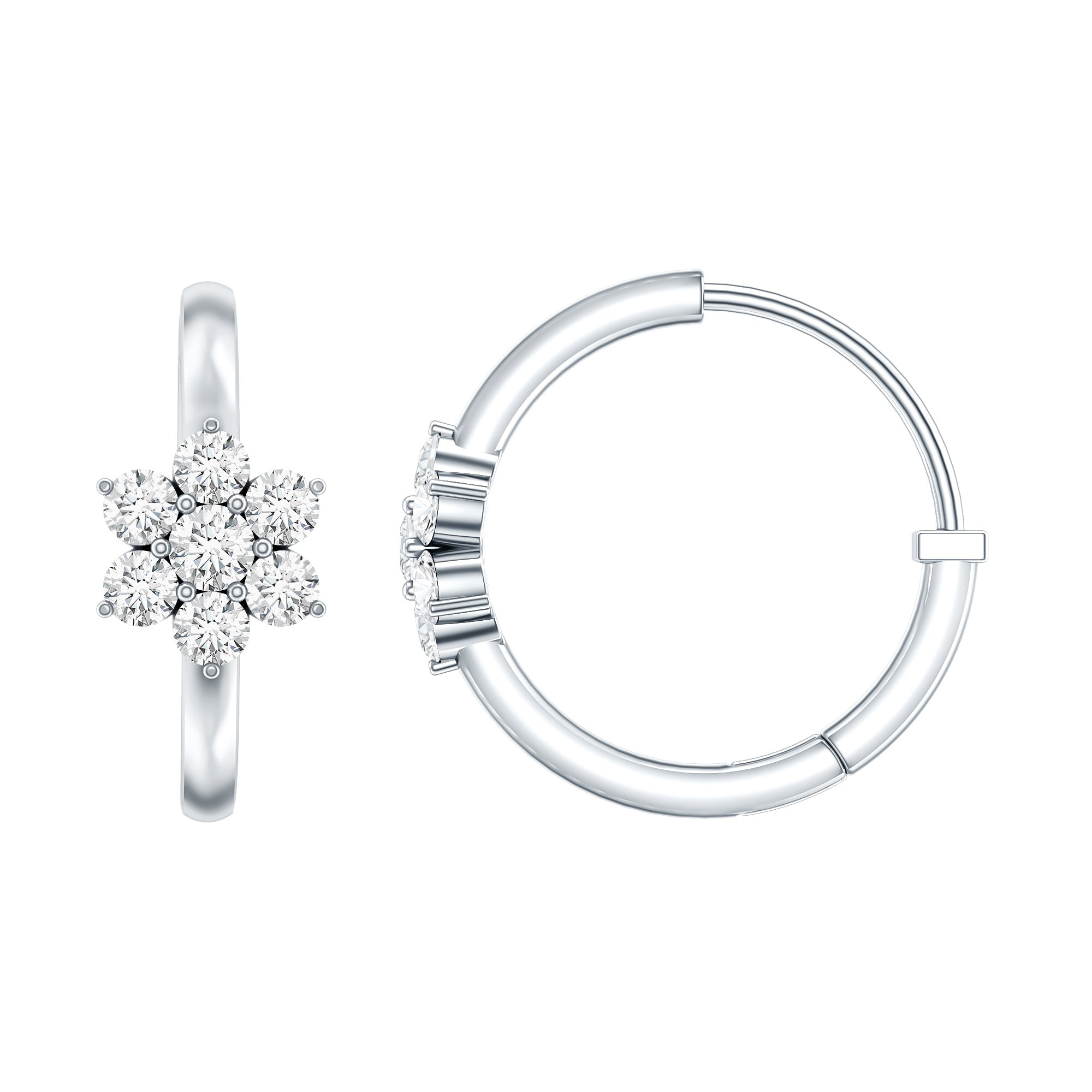 Diamond Flower Hoop Earrings For Her | Earrings | Wiccan Center