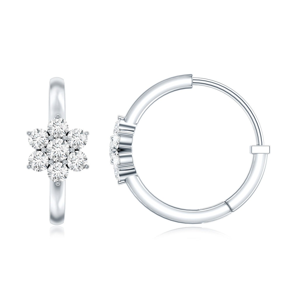 Diamond Flower Hoop Earrings For Her