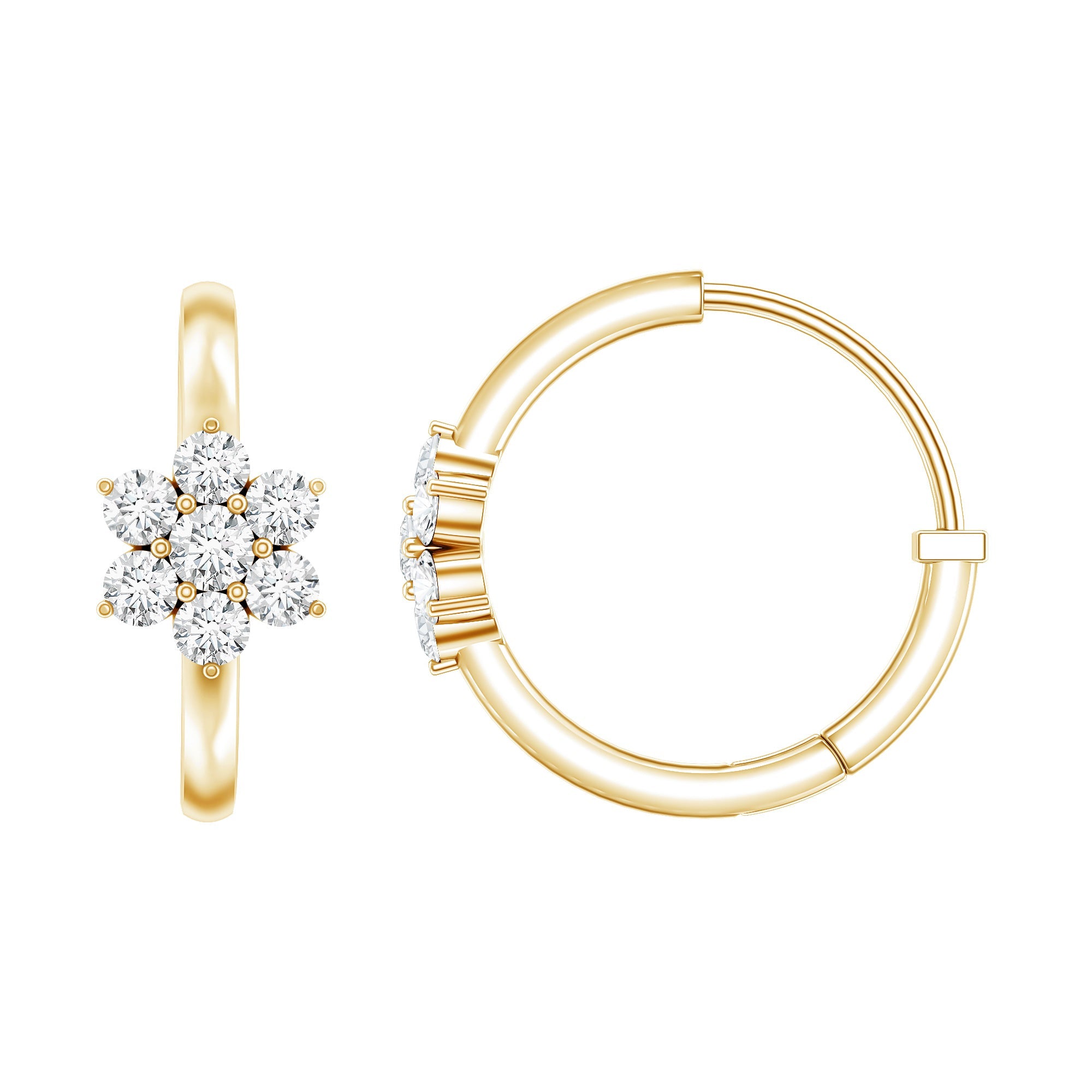 Diamond Flower Hoop Earrings For Her | Earrings | Wiccan Center