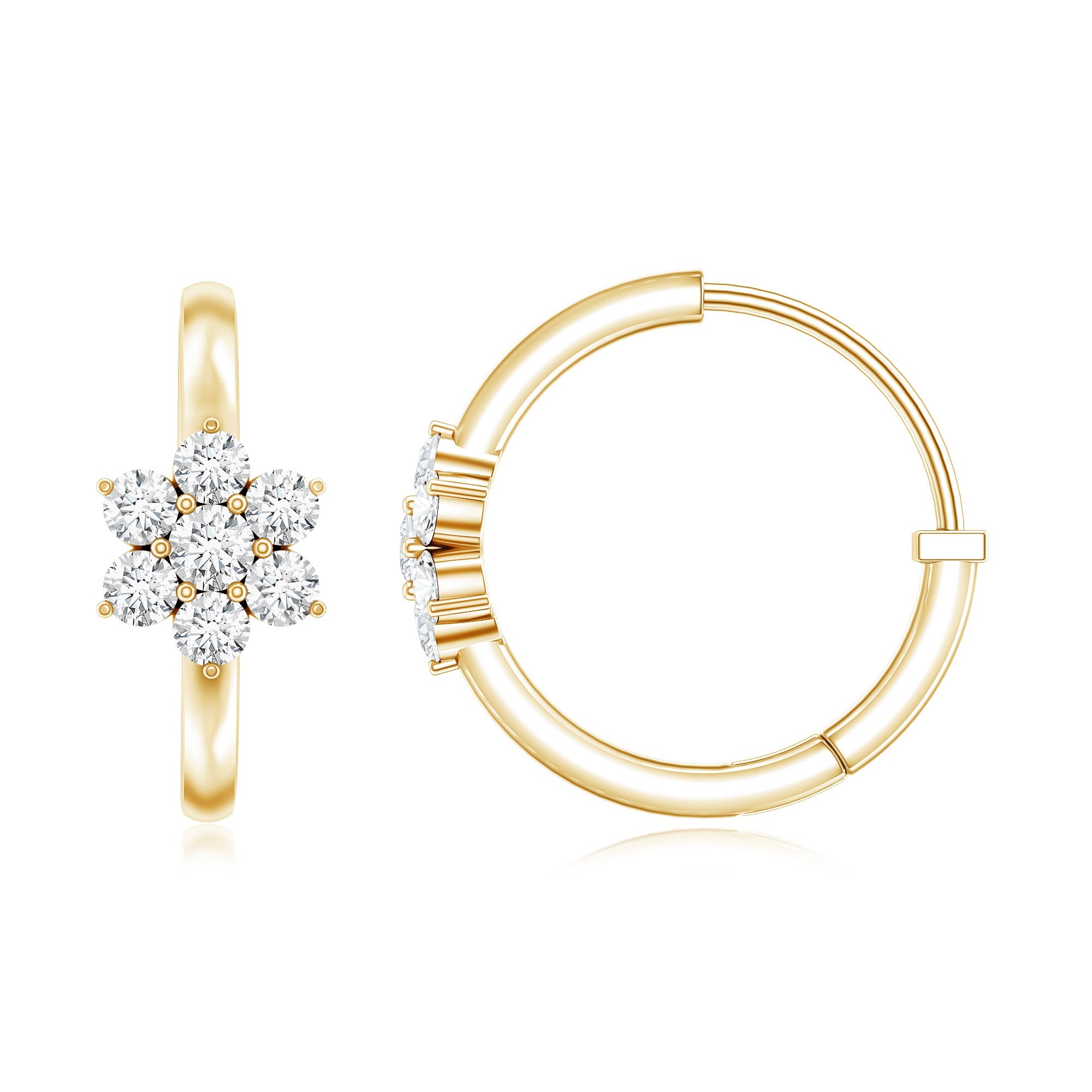 Diamond Flower Hoop Earrings For Her