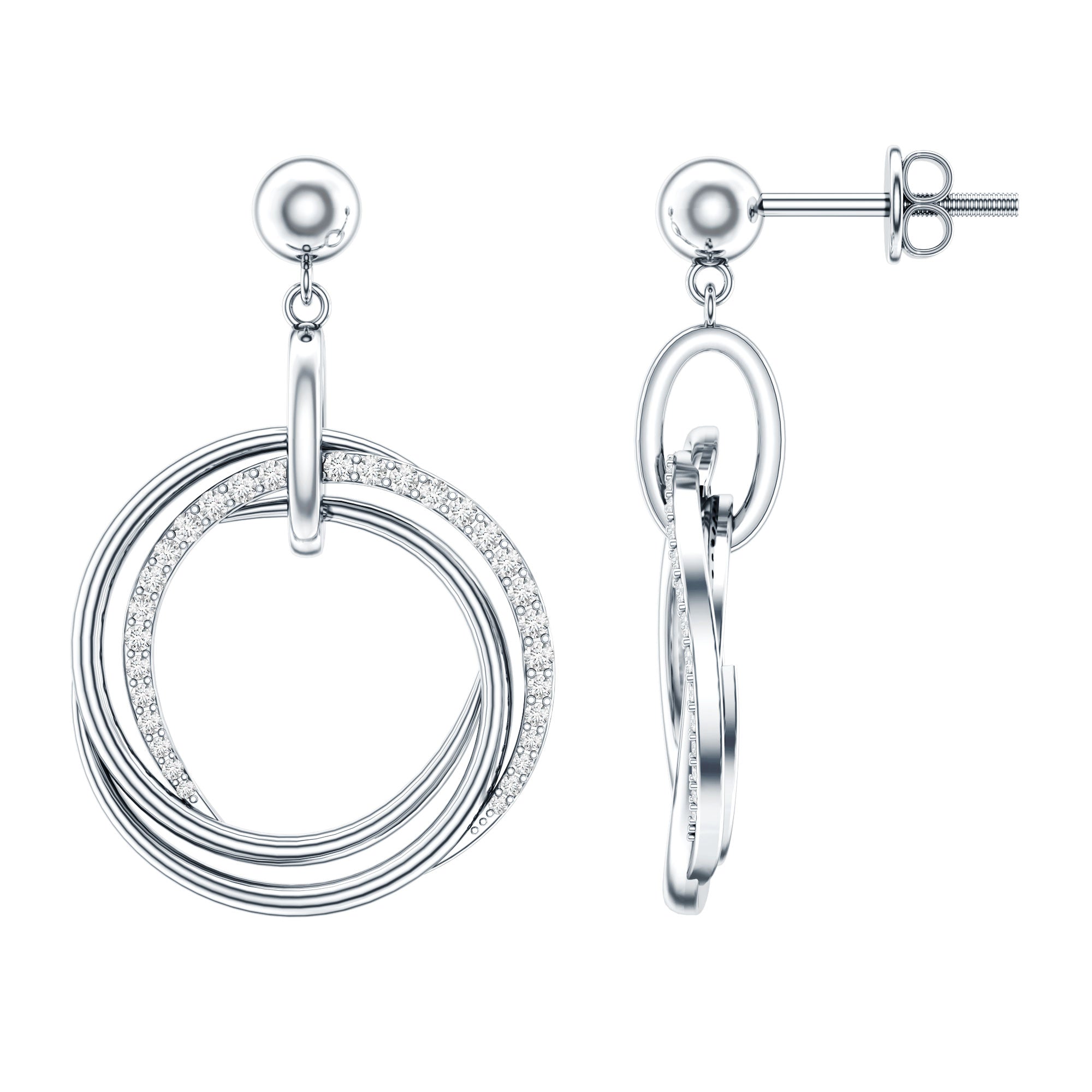 Round Cut Diamond Drop Earring with Screw Back Closure | Earrings | Wiccan Center