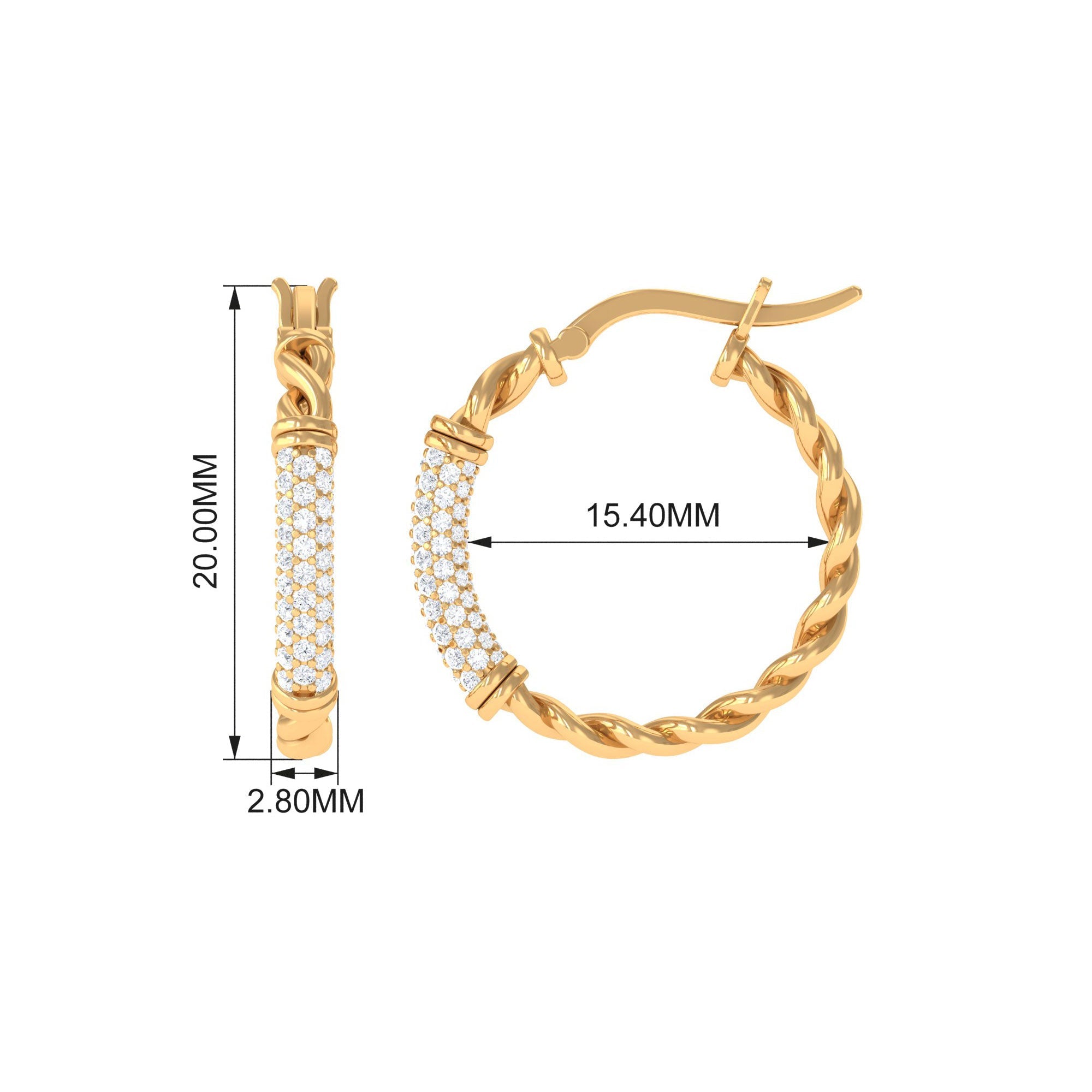 Twisted Rope Hoop Earrings with Diamond
