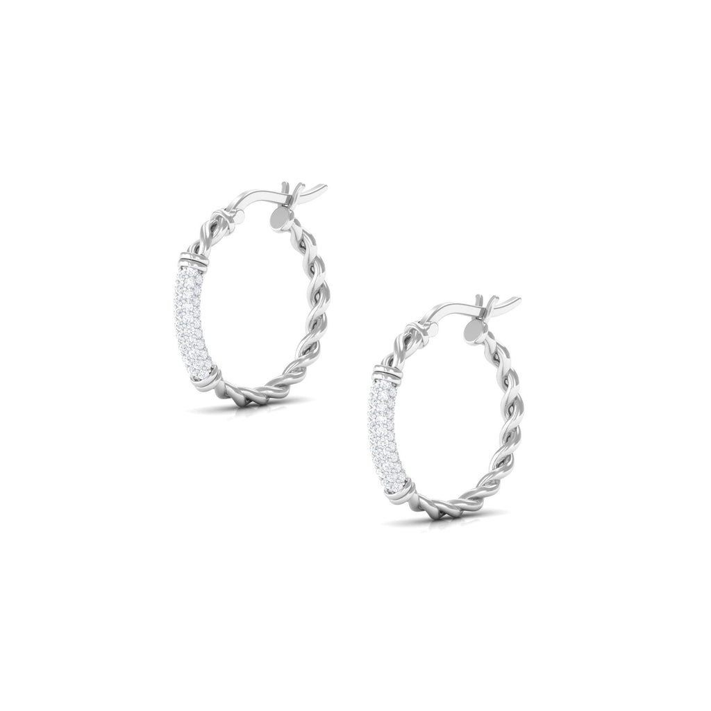 Twisted Rope Hoop Earrings with Diamond