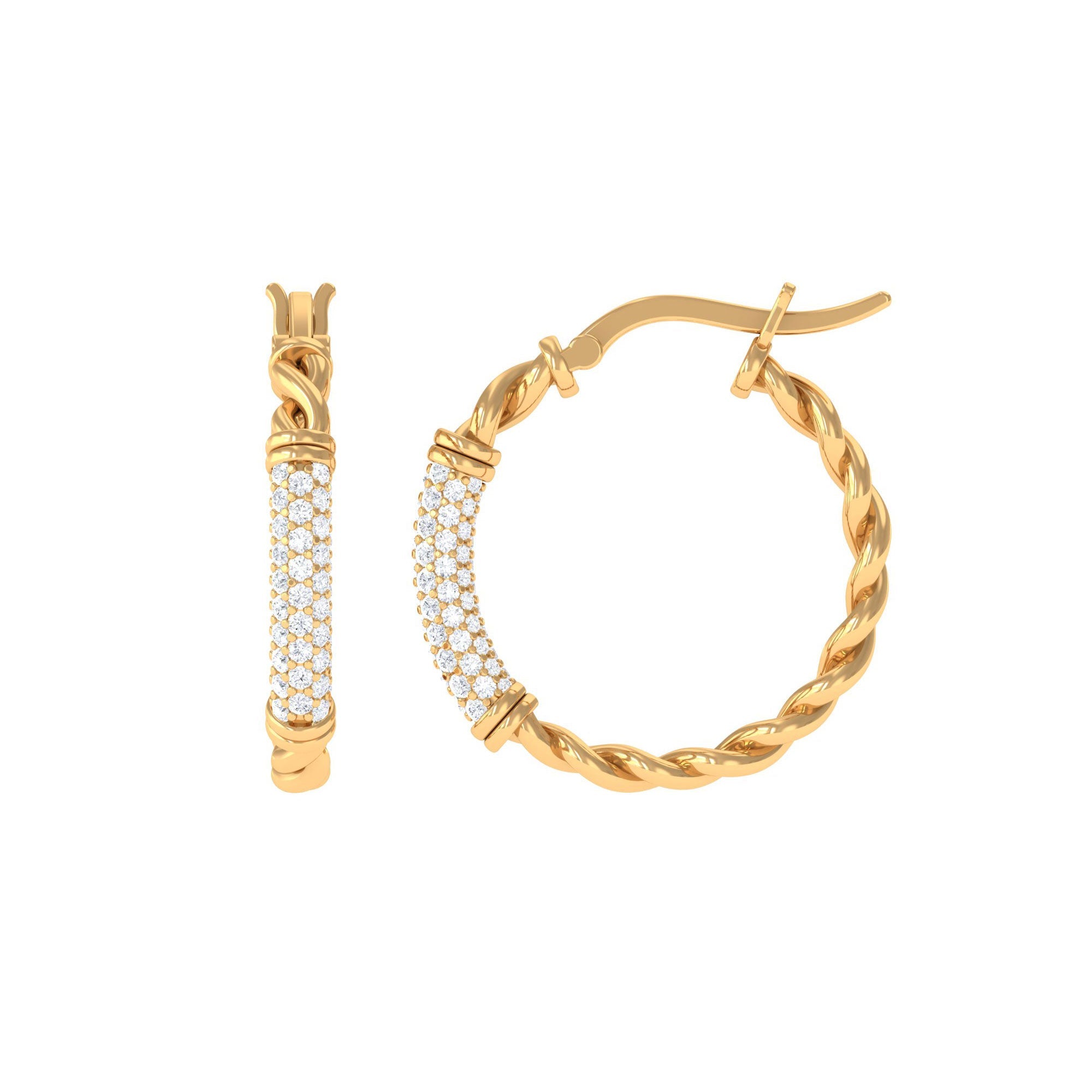 Twisted Rope Hoop Earrings with Diamond | Earrings | Wiccan Center
