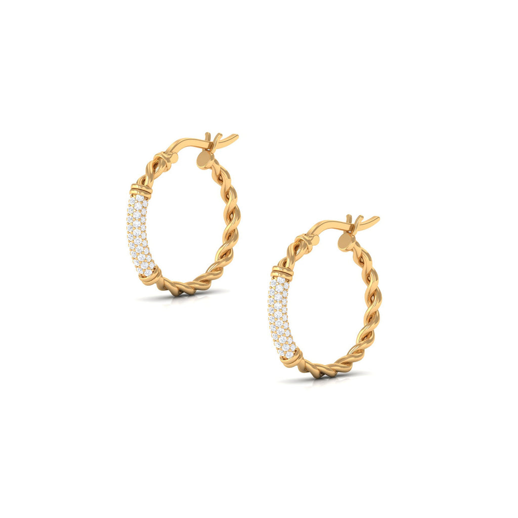 Twisted Rope Hoop Earrings with Diamond