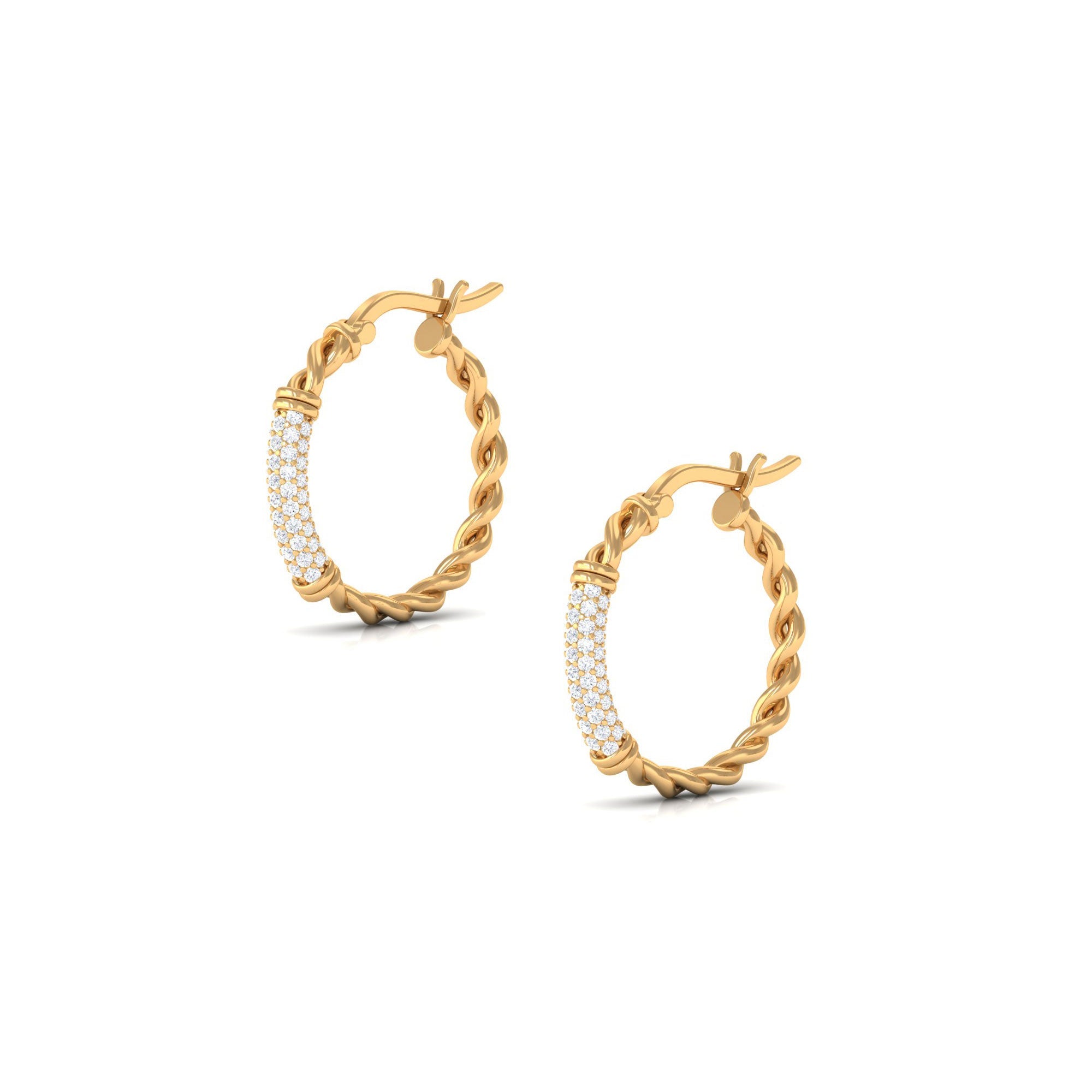 Twisted Rope Hoop Earrings with Diamond