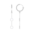 Open Circle Diamond Dangle Chain Hoop Earrings