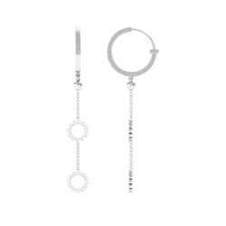 Open Circle Diamond Dangle Chain Hoop Earrings | Earrings | Wiccan Center