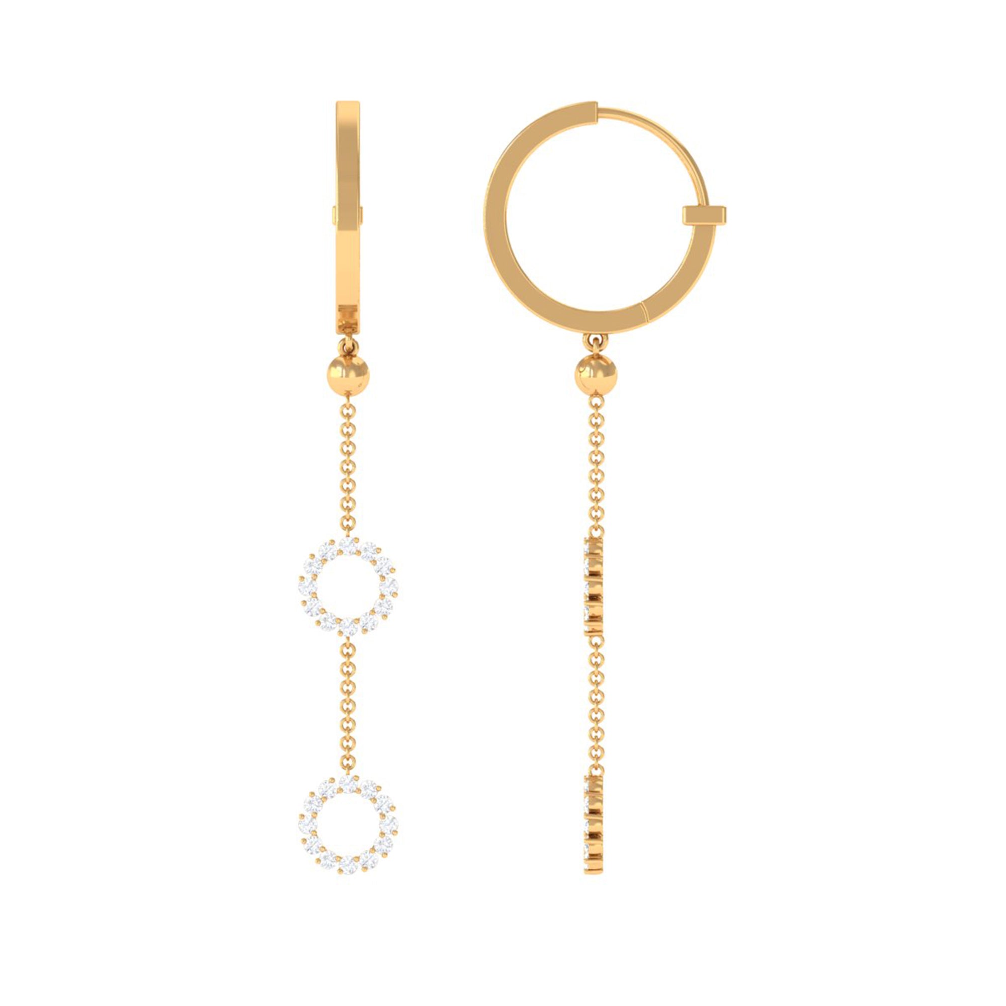 Open Circle Diamond Dangle Chain Hoop Earrings | Earrings | Wiccan Center