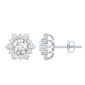 Certified Moissanite Floral Stud Earrings with Halo