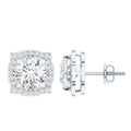 Certified Moissanite Bridal Stud Earrings with Halo for Women