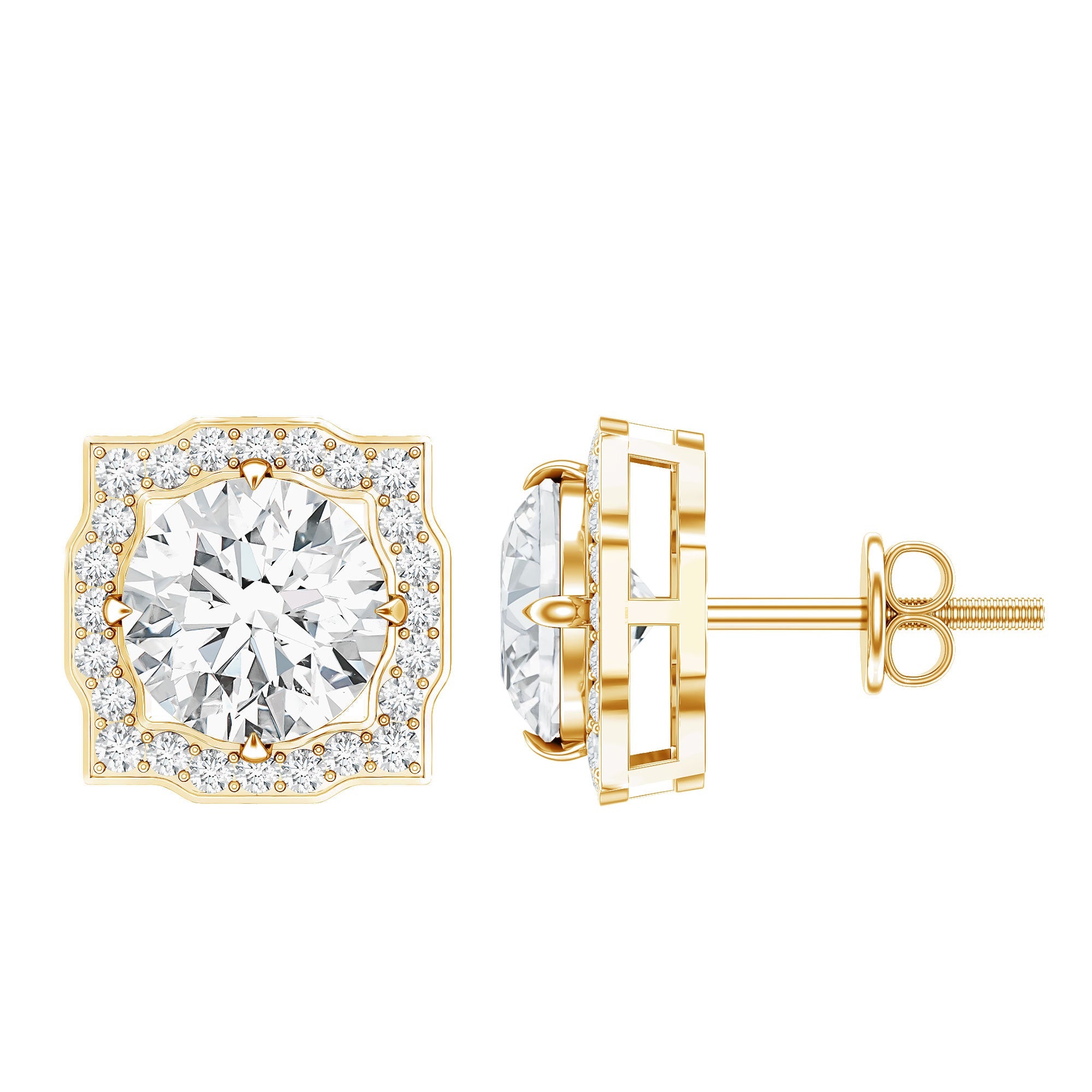 Certified Moissanite Bridal Stud Earrings with Halo for Women | Earrings | Wiccan Center