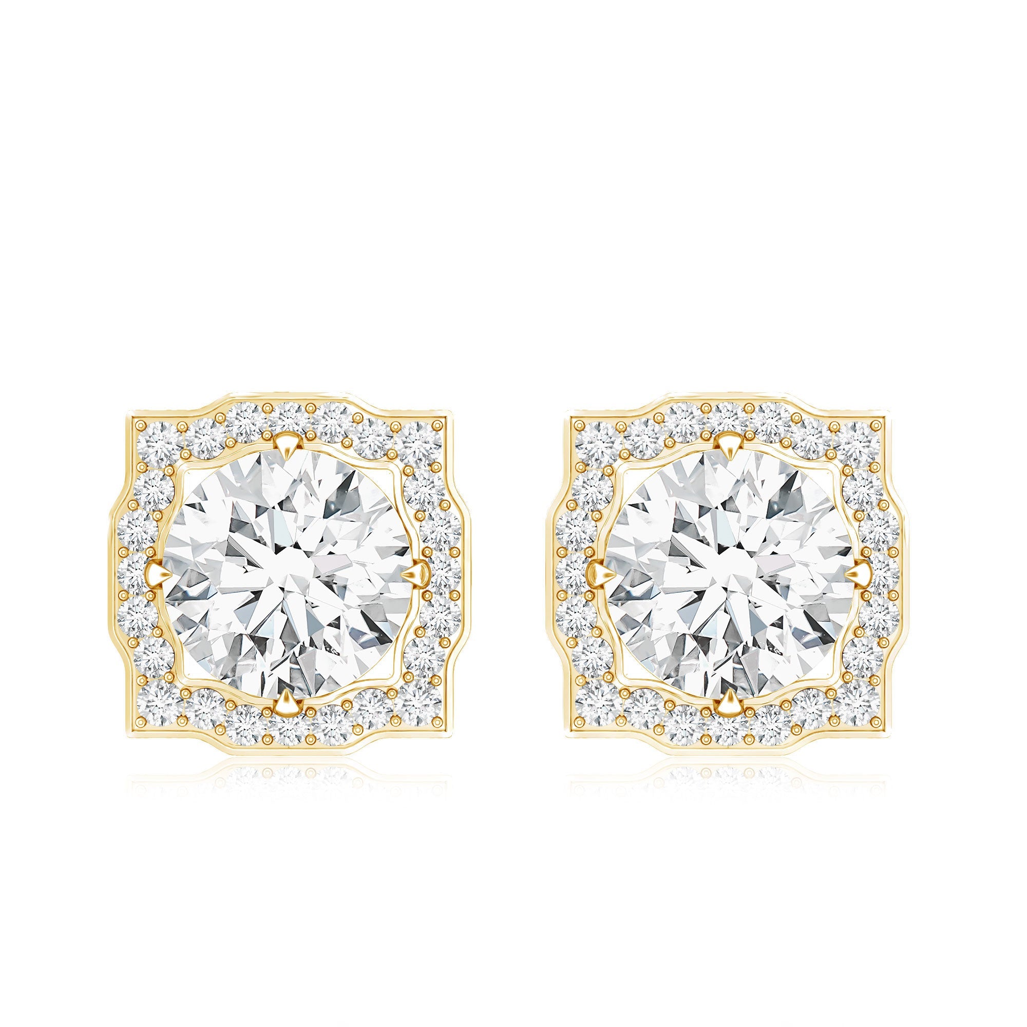 Certified Moissanite Bridal Stud Earrings with Halo for Women