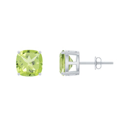 Genuine Cushion Cut Peridot Solitaire Stud Earrings With Certificate | Earrings | Wiccan Center