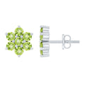 Real Peridot Flower Cluster Stud Earrings