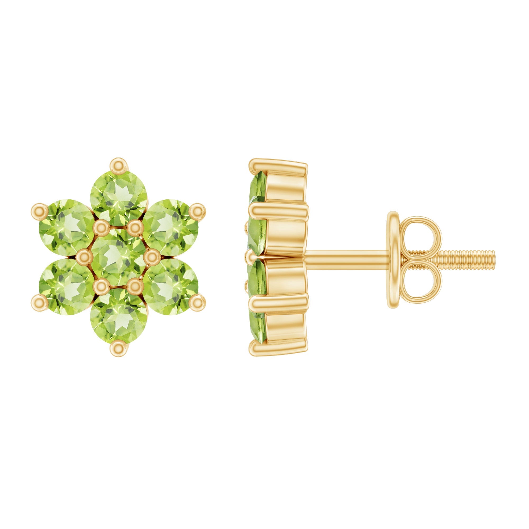 Real Peridot Flower Cluster Stud Earrings | Earrings | Wiccan Center