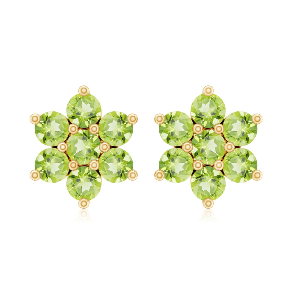 Real Peridot Flower Cluster Stud Earrings