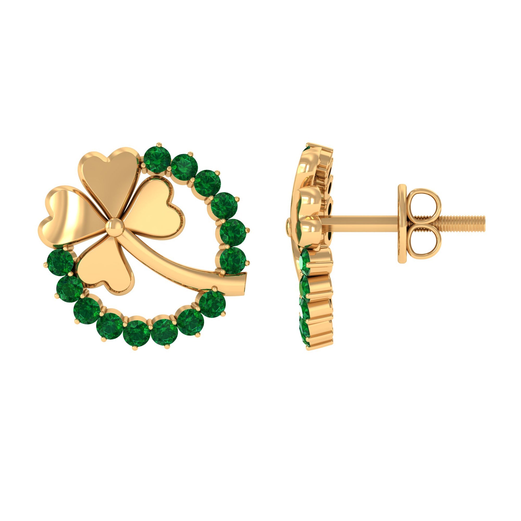 Genuine Emerald Clover Stud Earrings for Women | Earrings | Wiccan Center