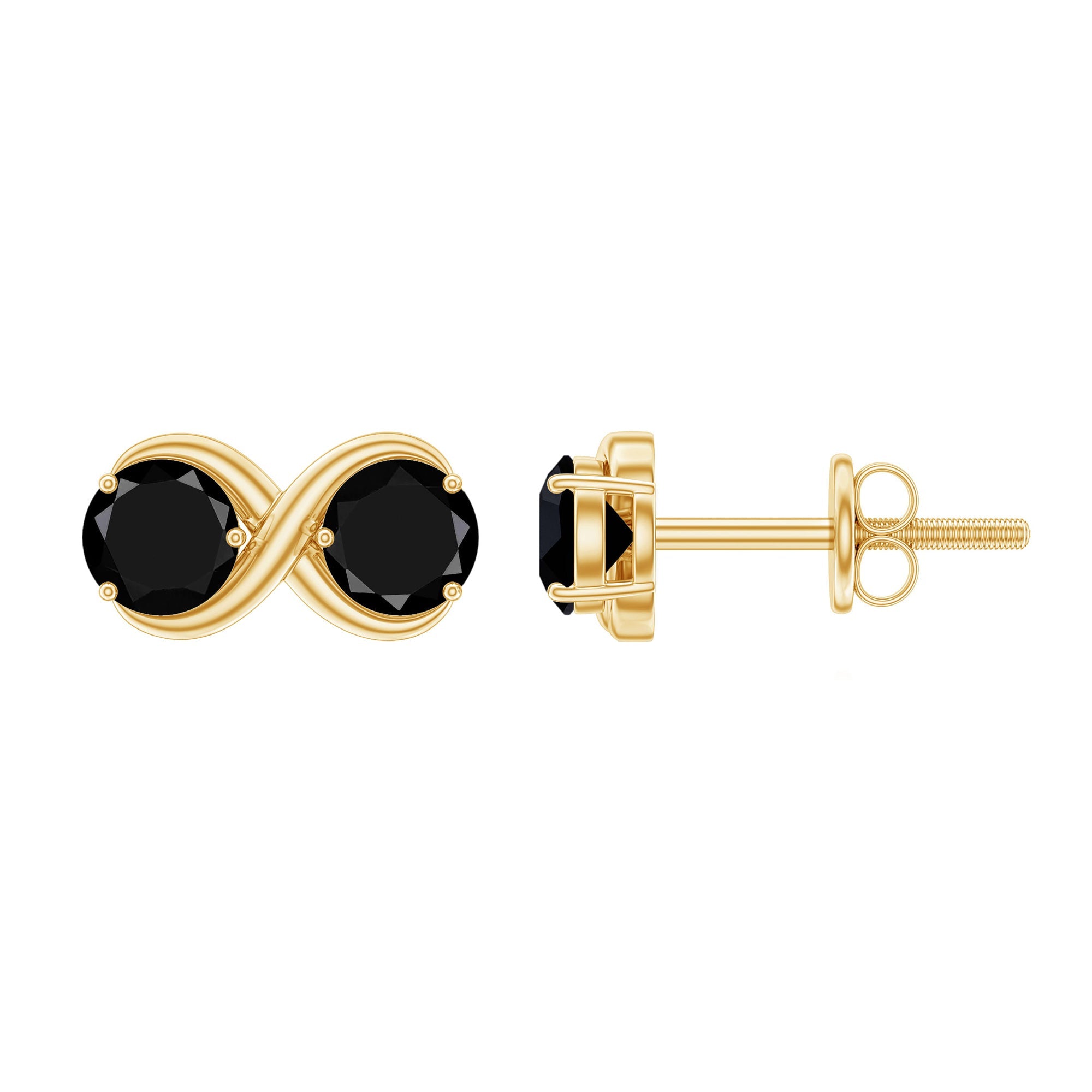 Genuine Black Spinel Two Stone Infinity Stud Earrings | Earrings | Wiccan Center