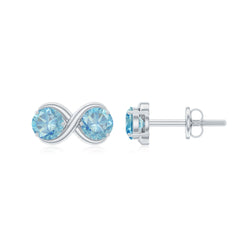 Real Aquamarine Infinity Stud Earrings | Earrings | Wiccan Center