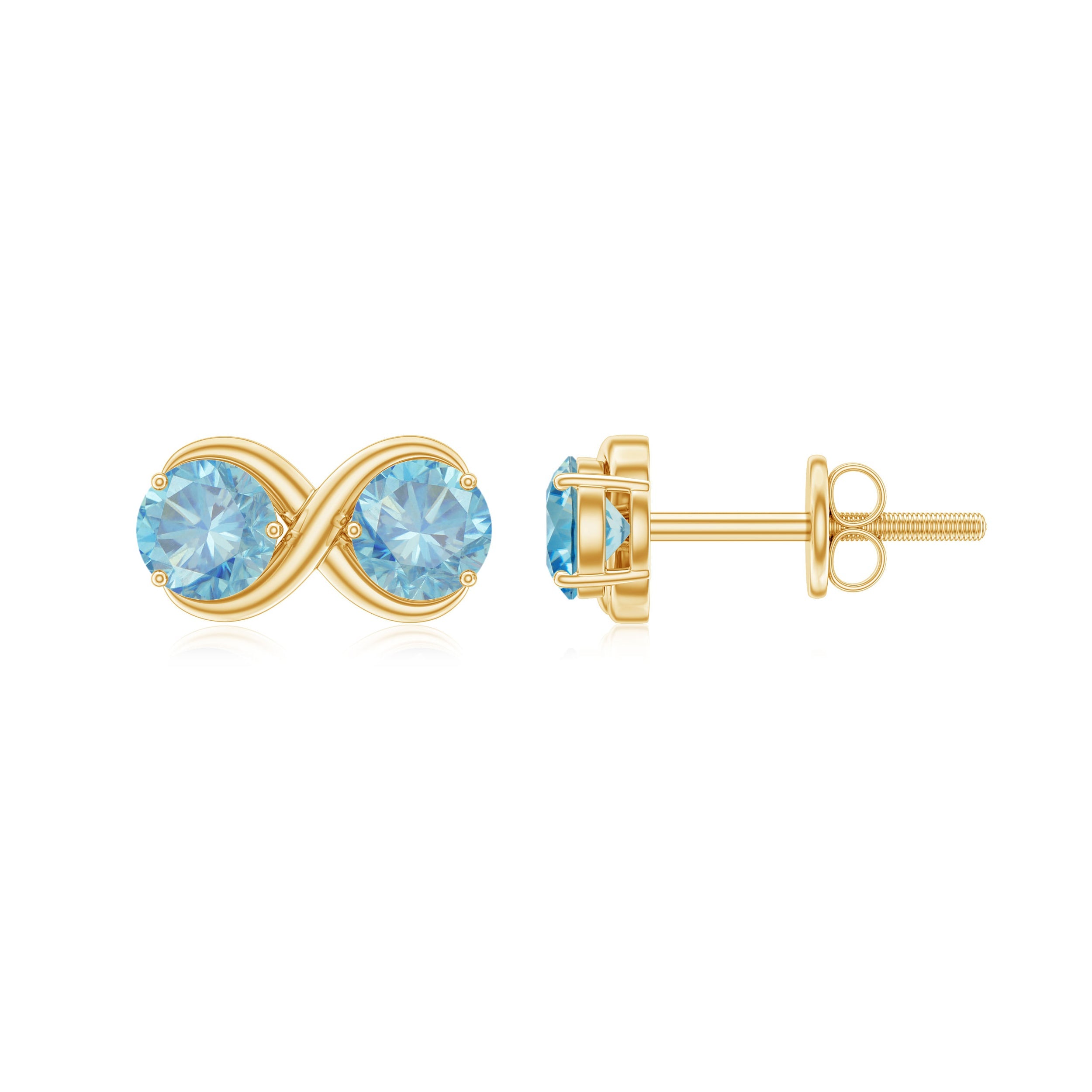 Real Aquamarine Infinity Stud Earrings | Earrings | Wiccan Center