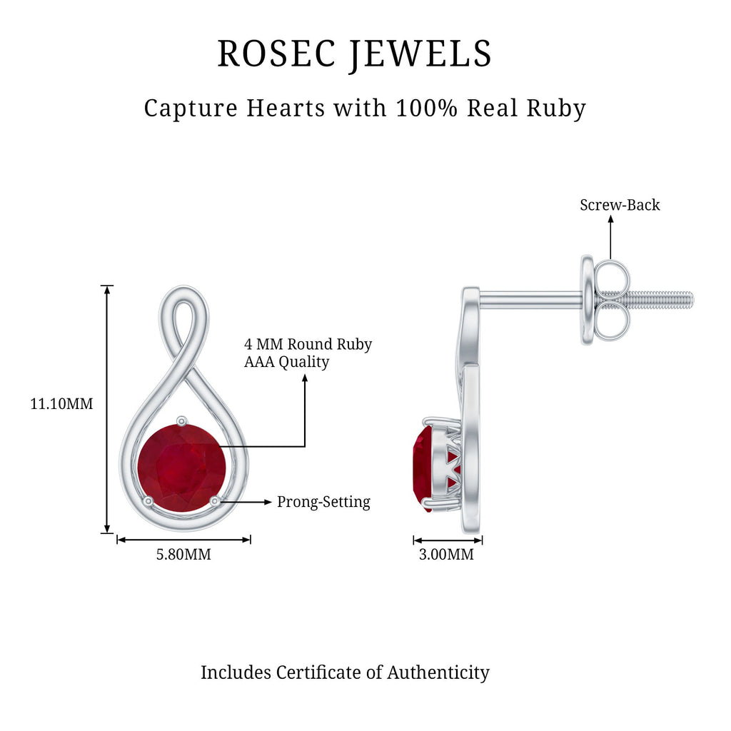 1/2 CT Solitaire Ruby Infinity Stud Earrings