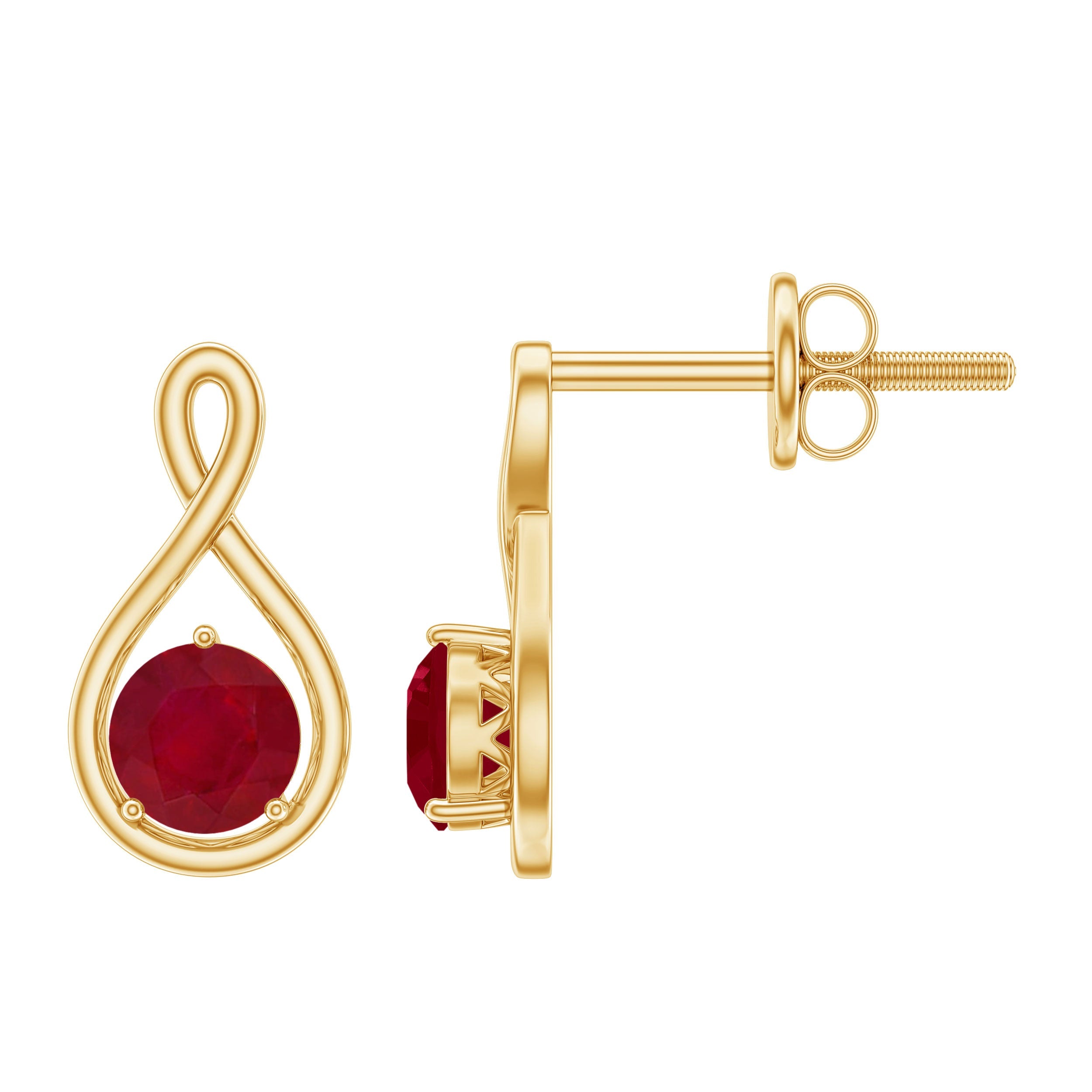 1/2 CT Solitaire Ruby Infinity Stud Earrings | Earrings | Wiccan Center