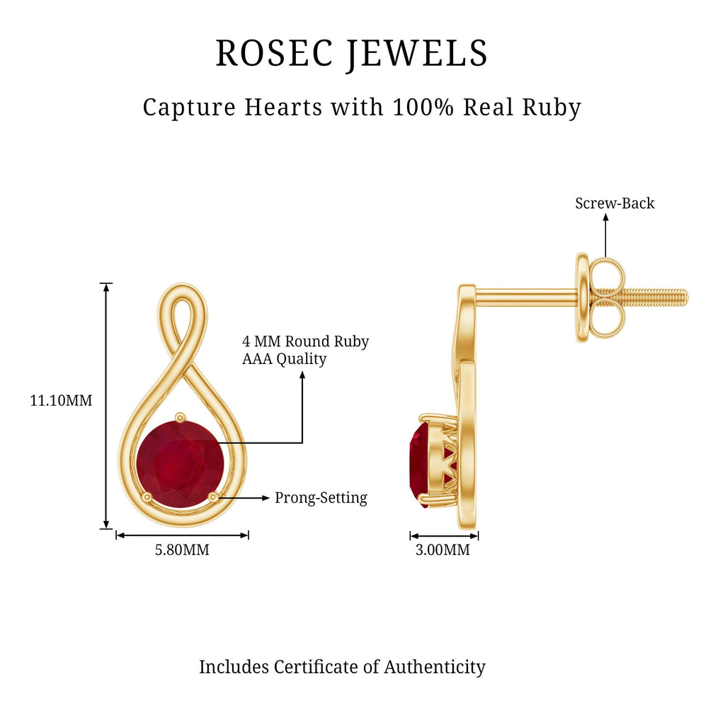 1/2 CT Solitaire Ruby Infinity Stud Earrings