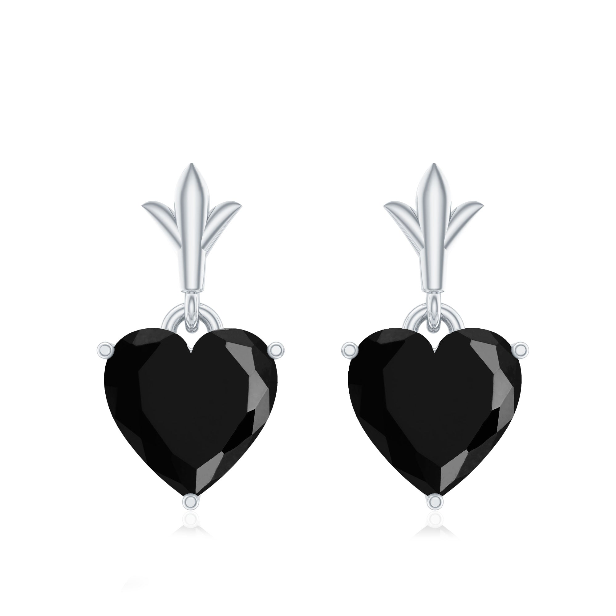 4.2 Carat Solitaire Black Onyx Heart Drop Earrings