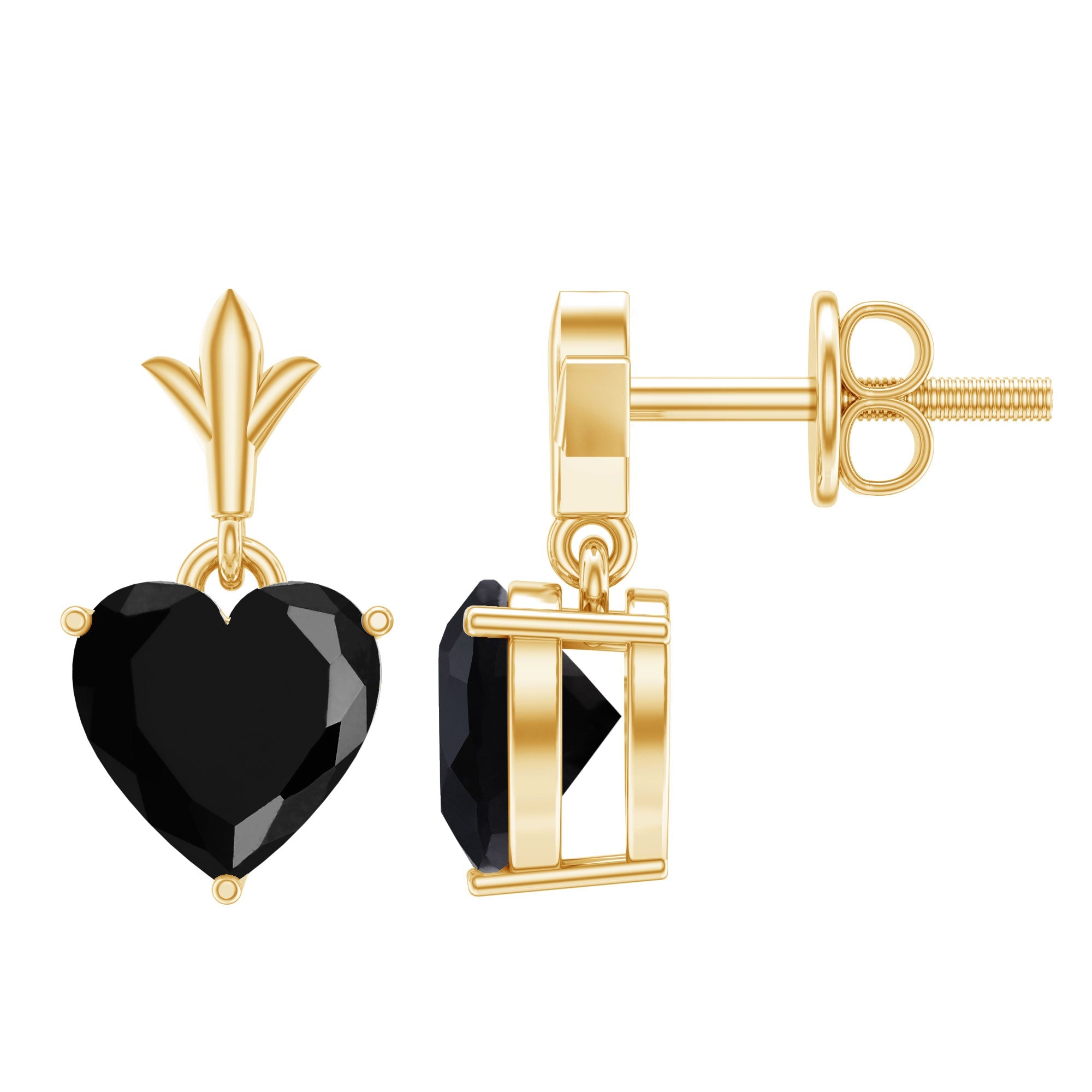 4.2 Carat Solitaire Black Onyx Heart Drop Earrings | Earrings | Wiccan Center