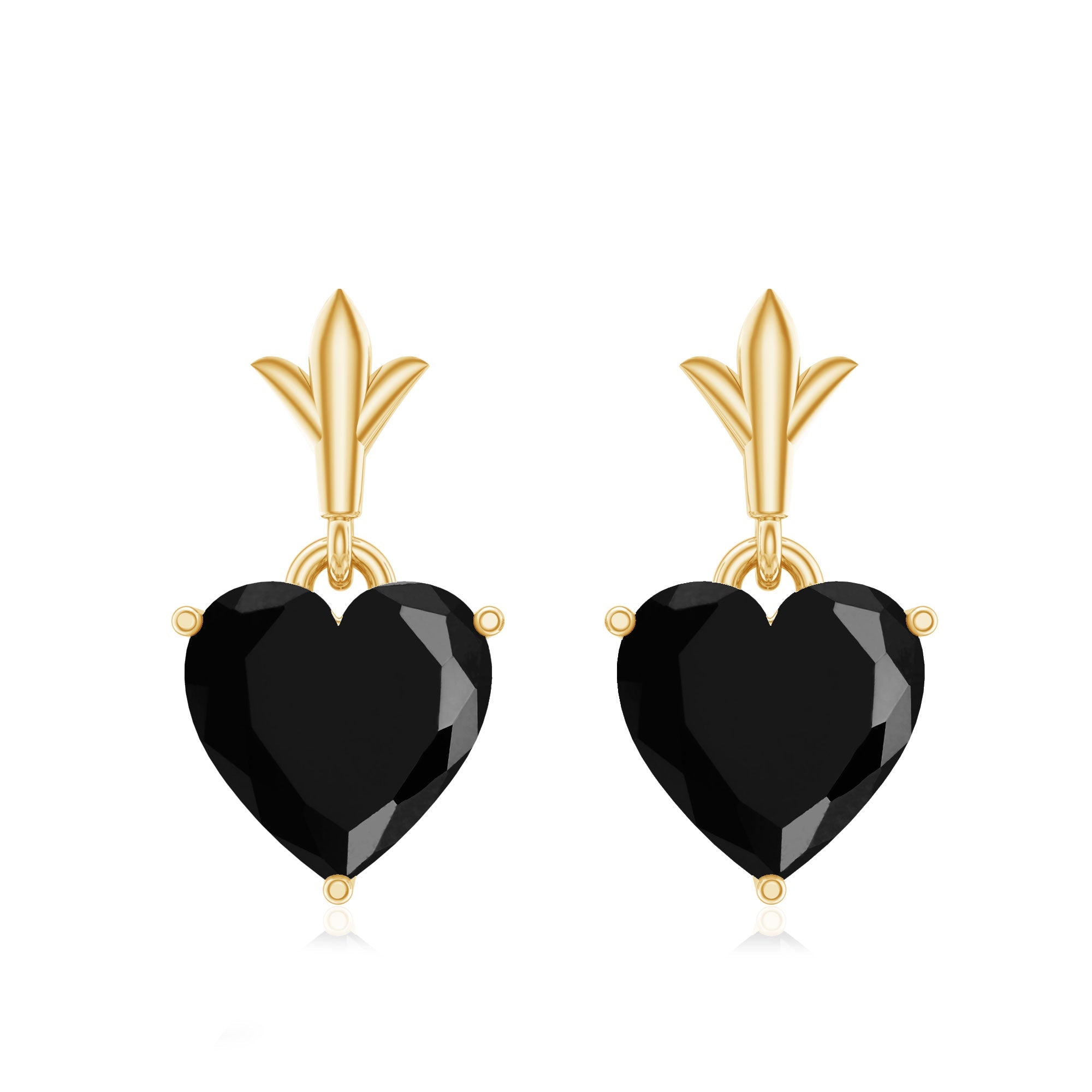 4.2 Carat Solitaire Black Onyx Heart Drop Earrings