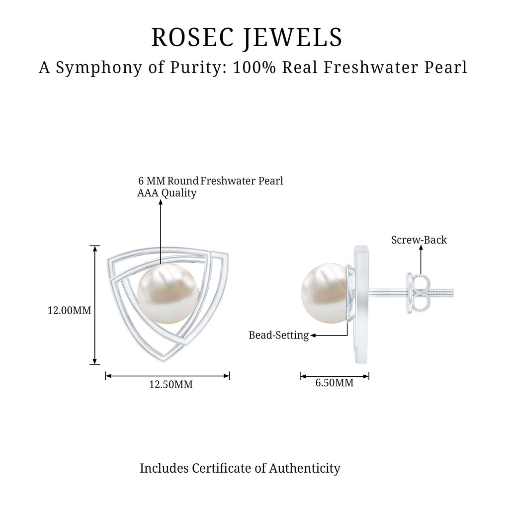 Round Shape Freshwater Pearl Statement Stud Earrings