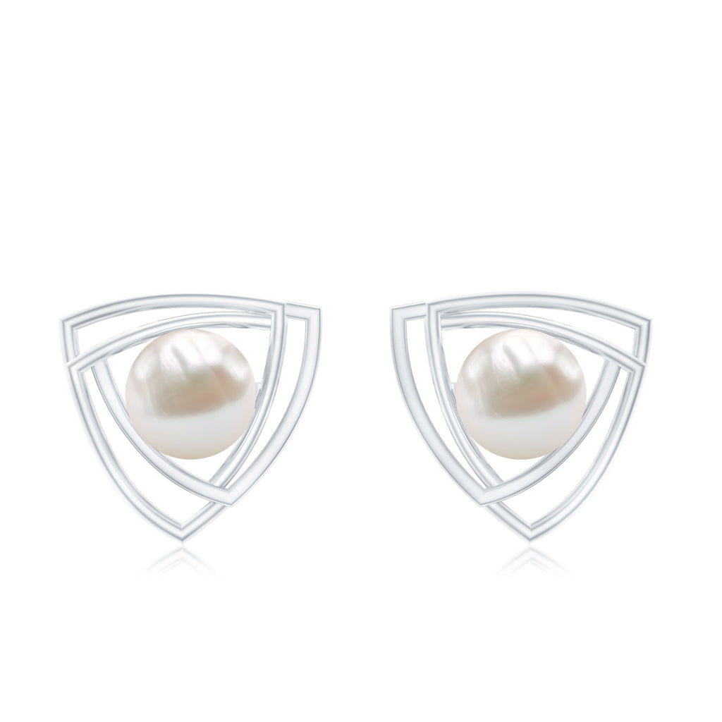 Round Shape Freshwater Pearl Statement Stud Earrings
