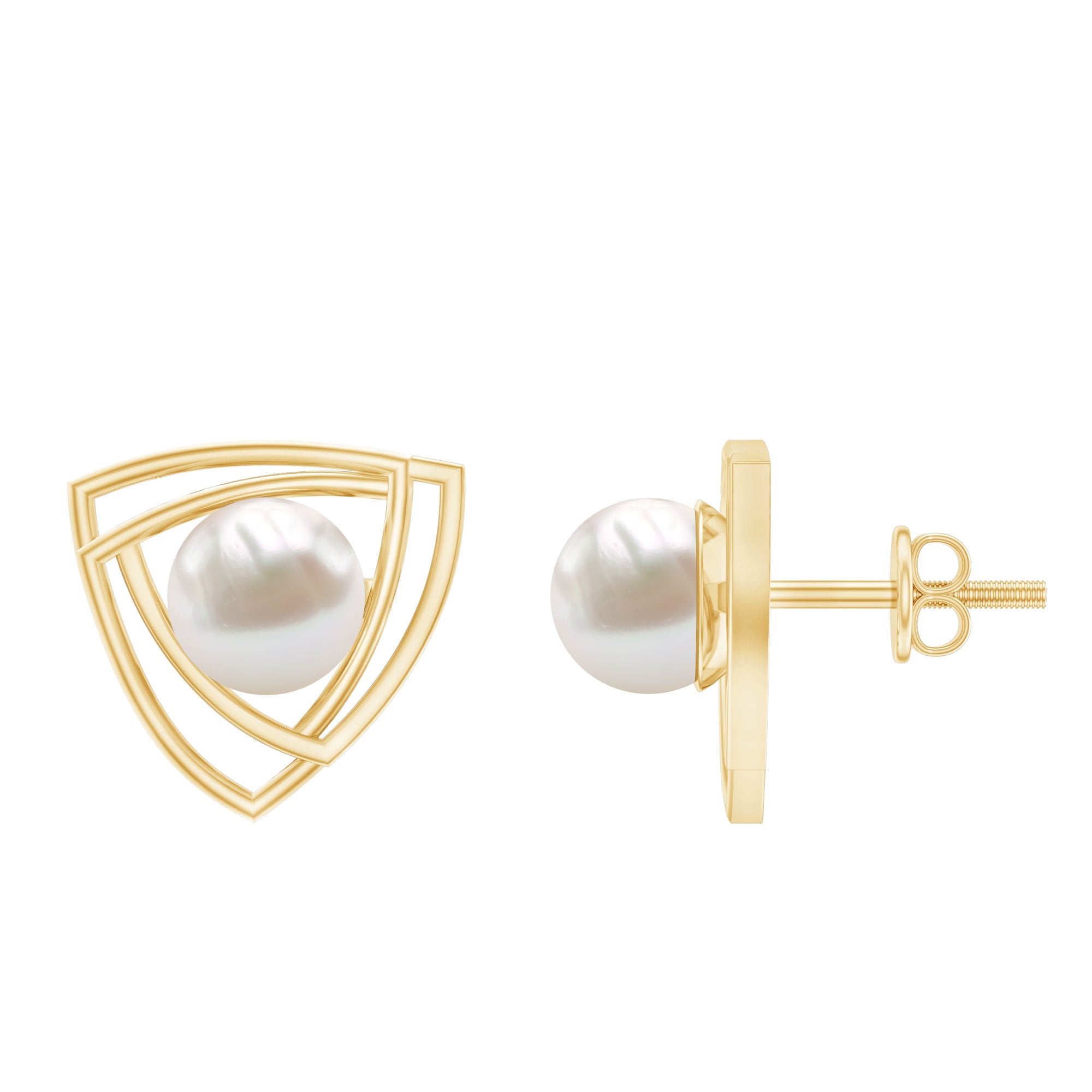 Round Shape Freshwater Pearl Statement Stud Earrings | Earrings | Wiccan Center