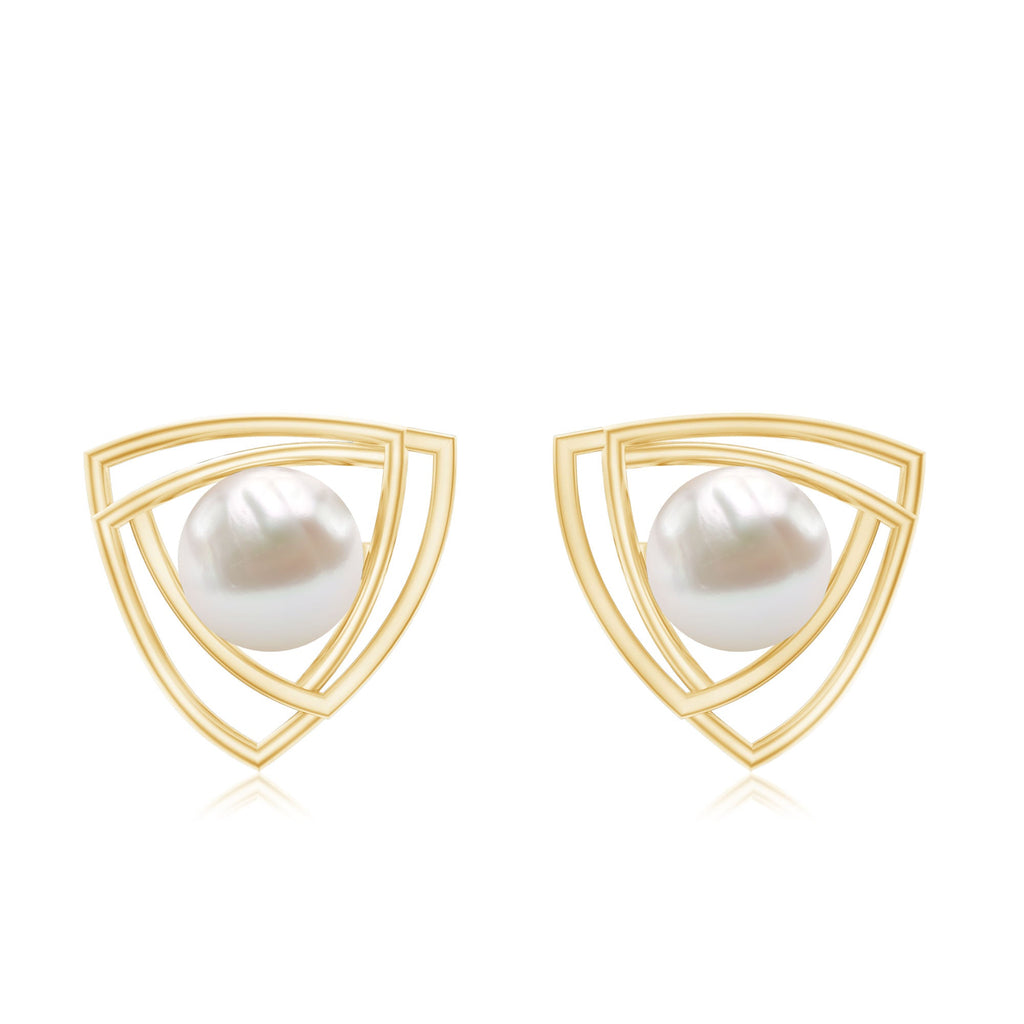 Round Shape Freshwater Pearl Statement Stud Earrings