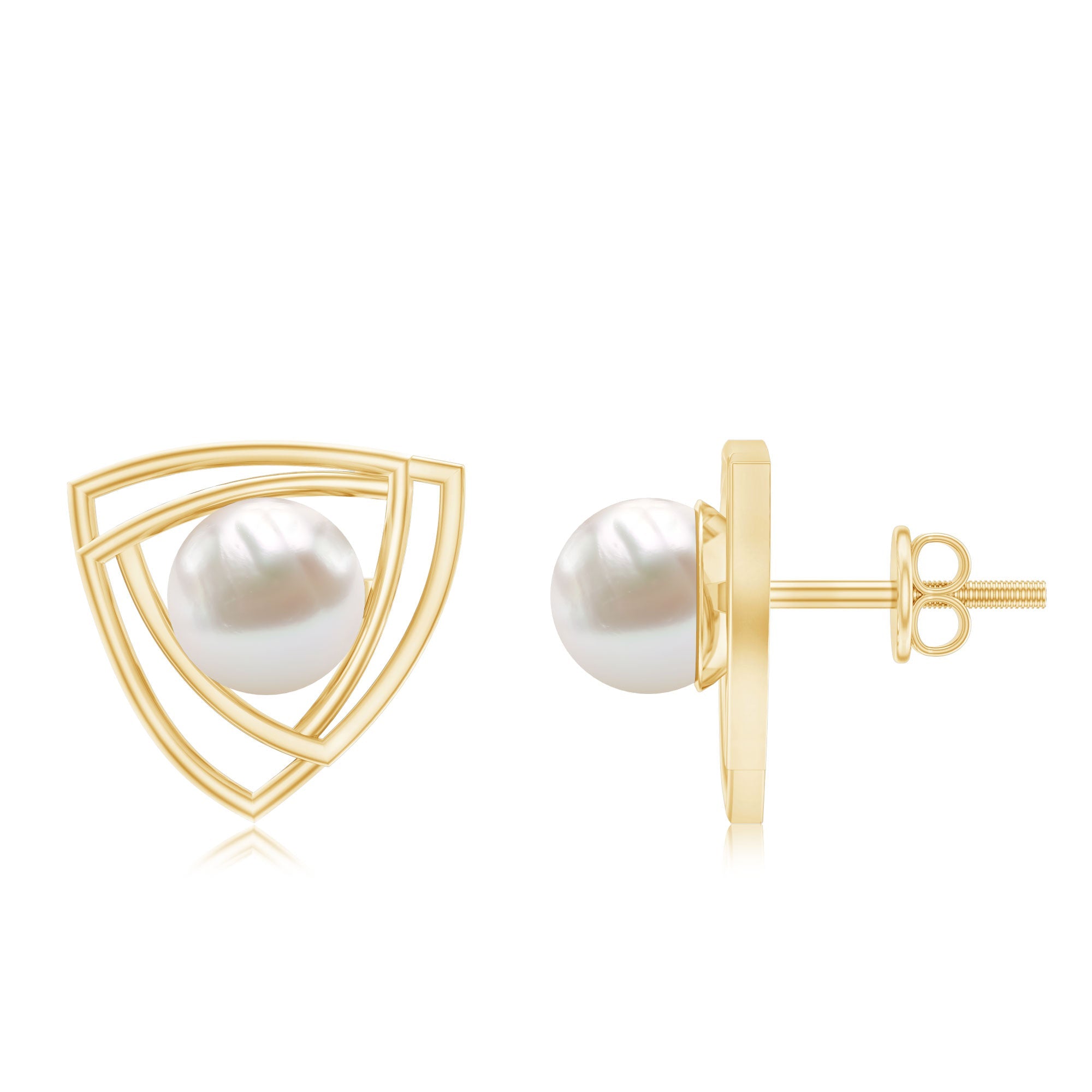 Round Shape Freshwater Pearl Statement Stud Earrings