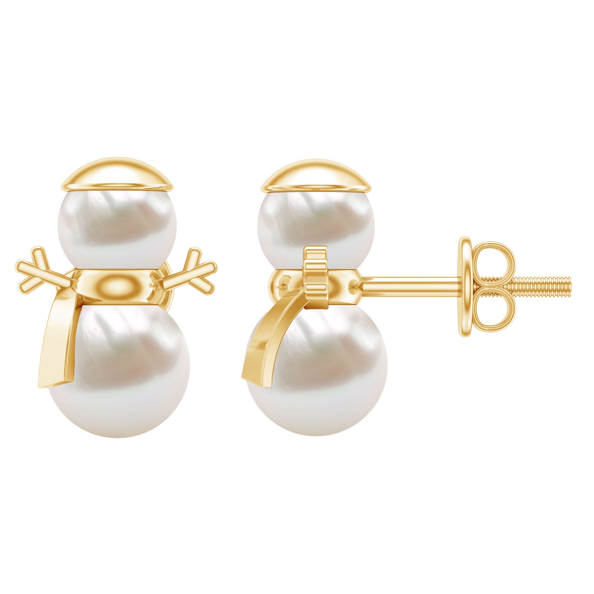 Natural Freshwater Pearl Snowman Stud Earrings | Earrings | Wiccan Center
