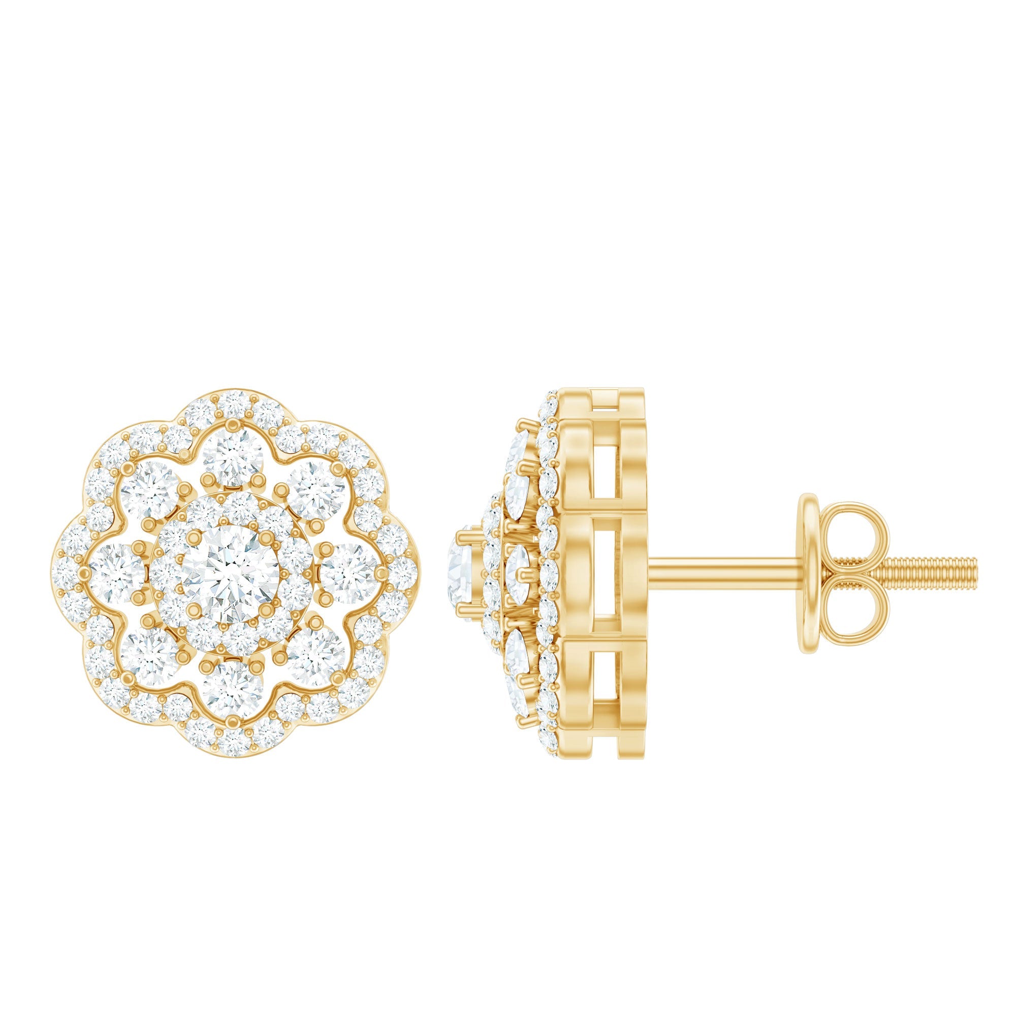 Certified Moissanite Big Flower Stud Earrings | Earrings | Wiccan Center