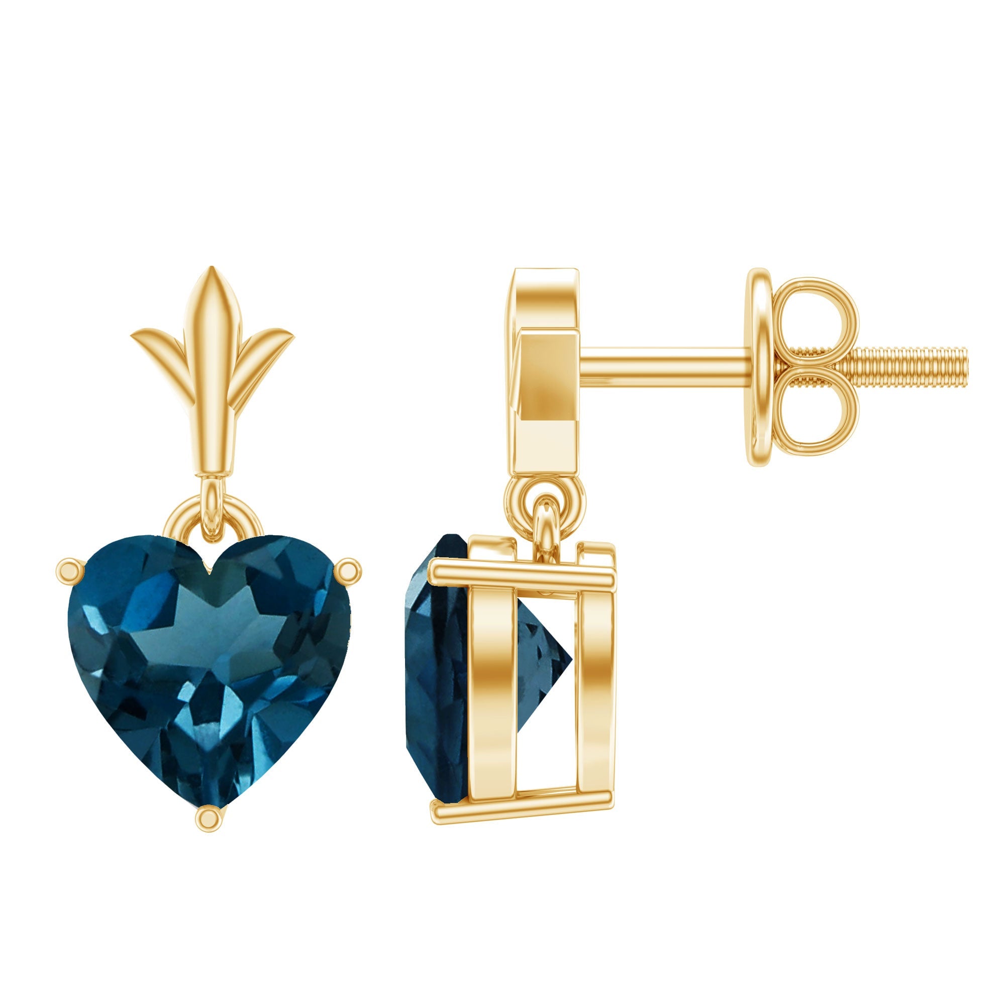 4 Carat London Blue Topaz Heart Drop Earrings for Women | Earrings | Wiccan Center