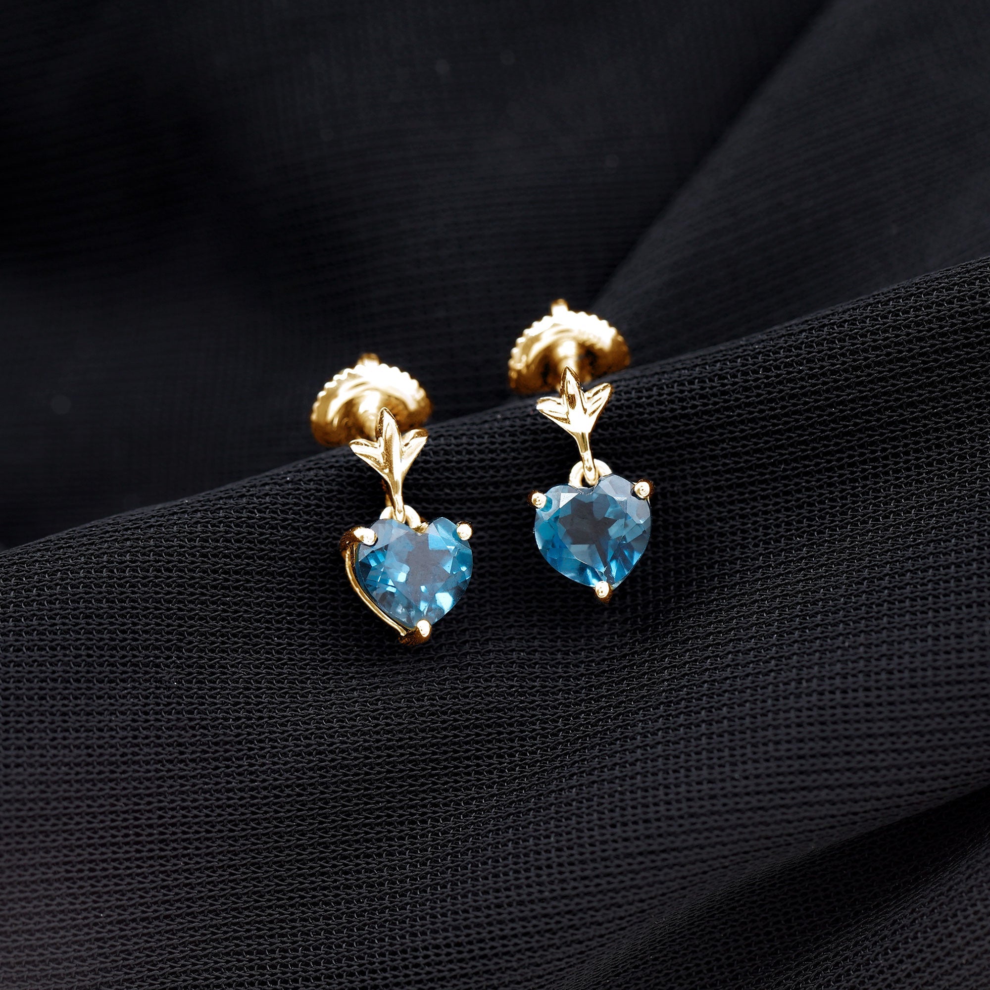 4 Carat London Blue Topaz Heart Drop Earrings for Women